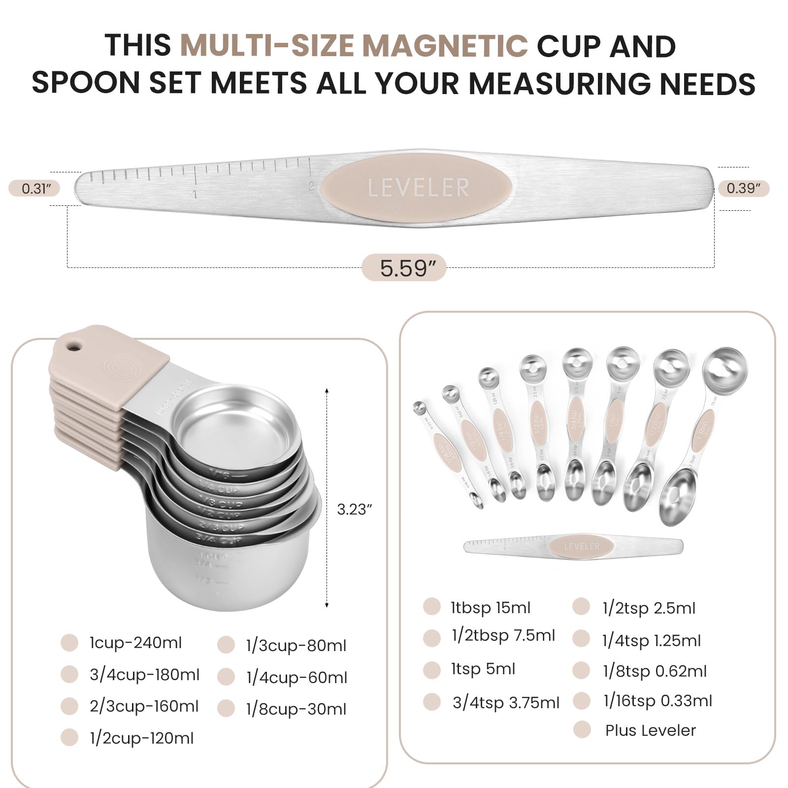 Magnetic Measuring Cups and Spoons Set (16 Count)