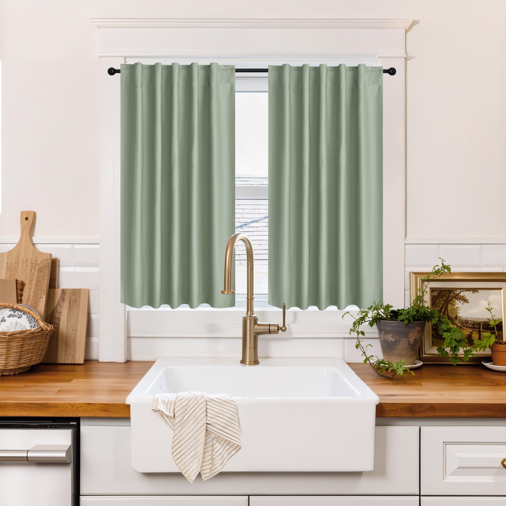 100% Blackout Short Curtains for Small Window (2 Count)