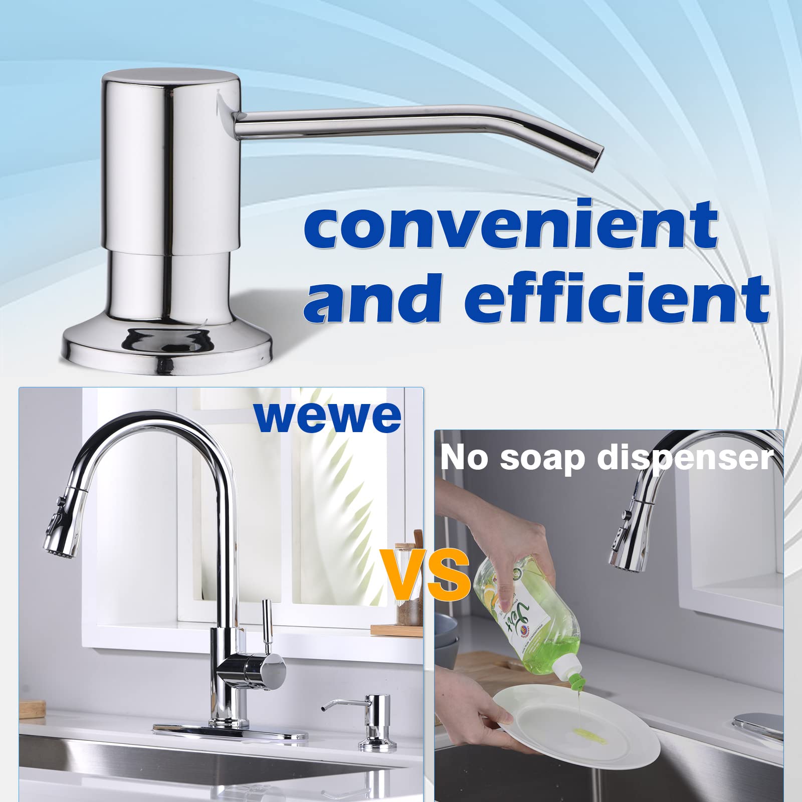 Polished Chrome Soap Dispenser for Kitchen Sink WEWE