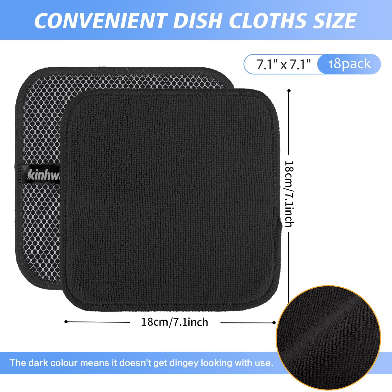 Dish Cloths for Washing Dishes with Scrub Side (18 Count)