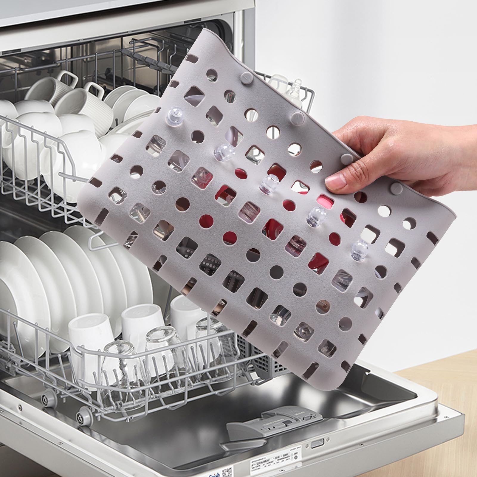 Baby Bottle Drying Rack with Brush & Dishwasher Basket