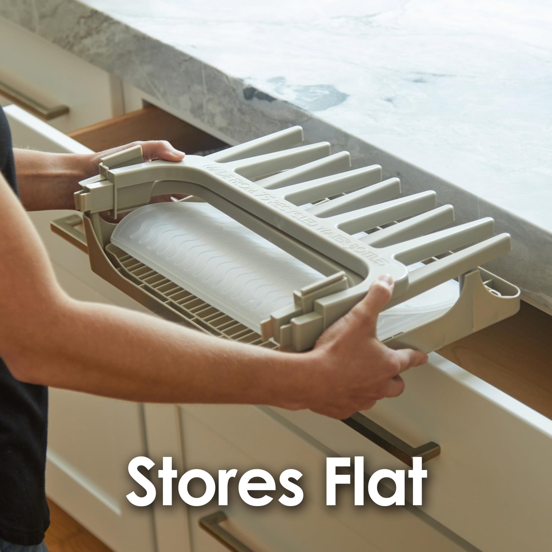 Gray Space Saving Drying Rack with Silicone Mat