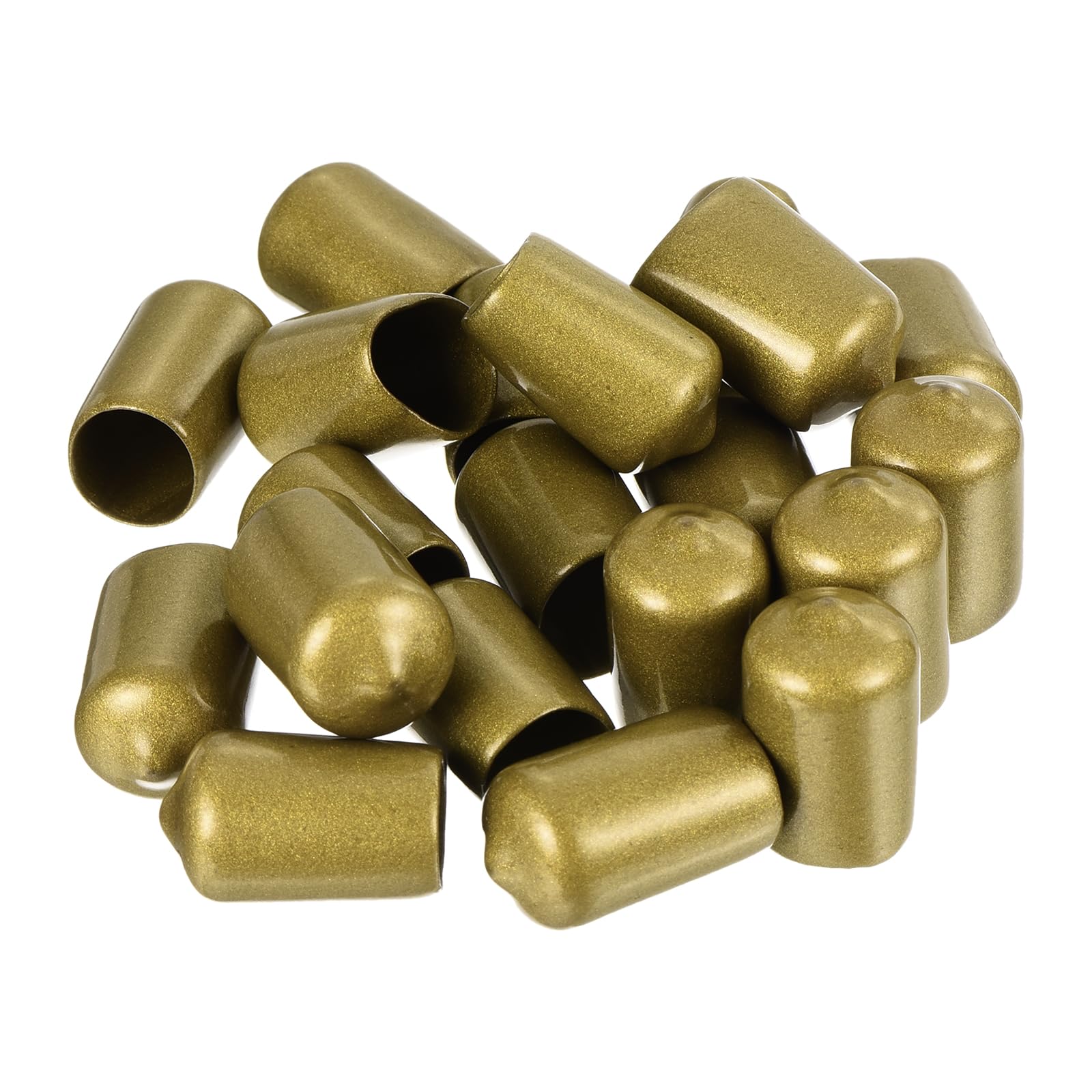 20pcs Rubber End Caps 13.5mm ID Vinyl Round Tube Bolt Cap Cover Thread Protectors Gold