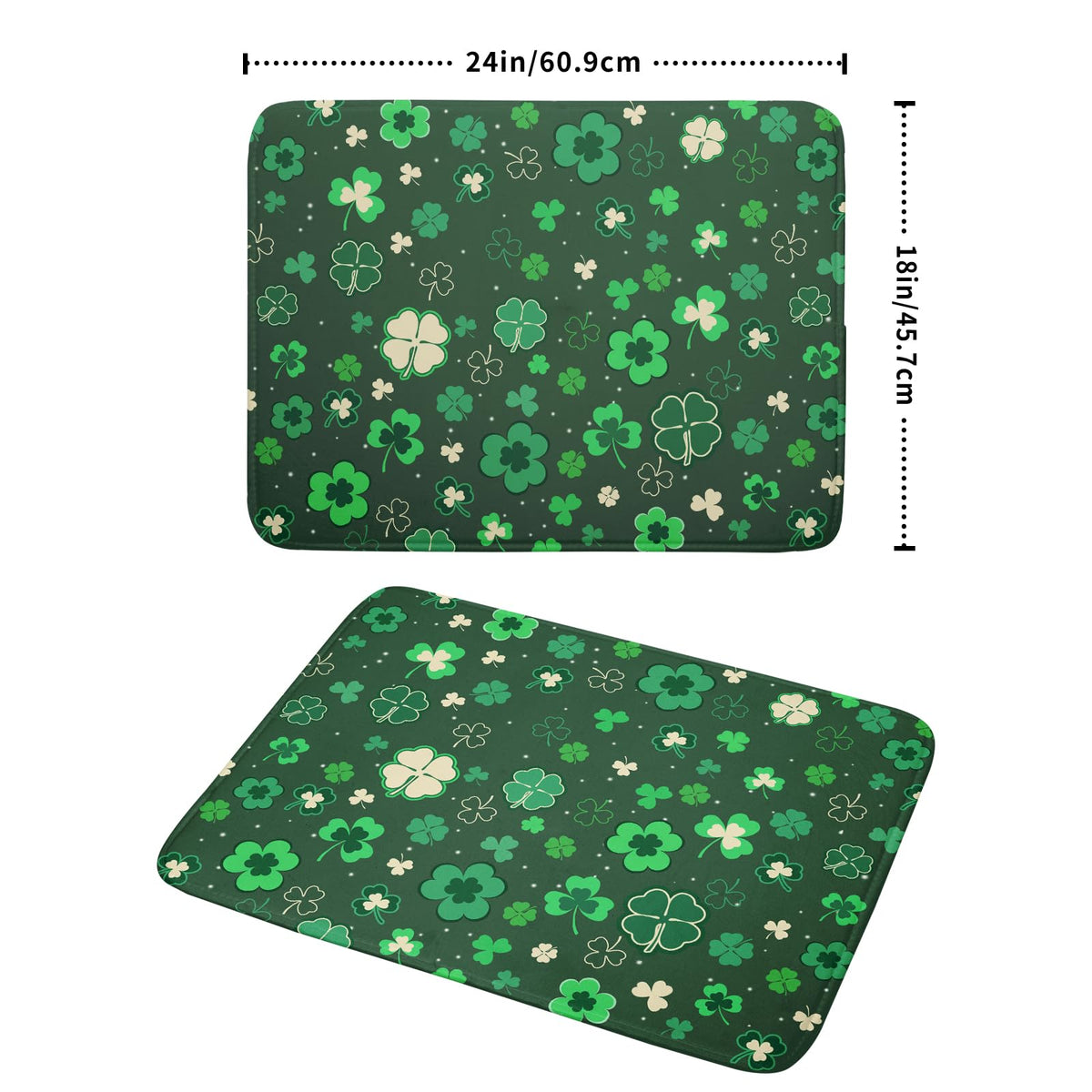 Happy St. Patrick's Day Dish Drying Mat for Kitchen Green Lucky Shamrock Clover Dish Drying Mat for Dishes Spring Irish Drying Mats 18x24 Inch Absorbent Reversible Dish Pad for Countertop Coffee Bar