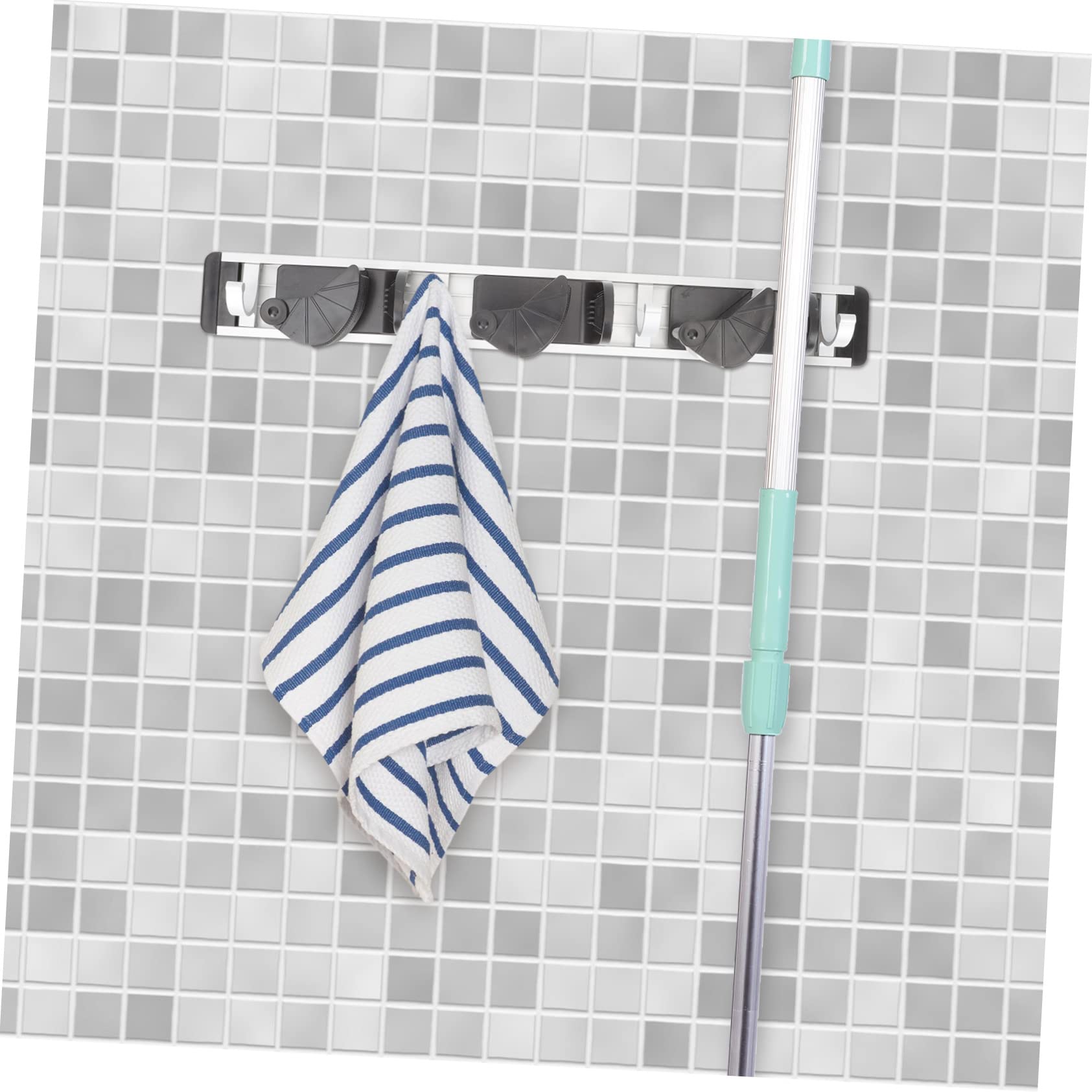 Space Aluminum Mop Hook Organizer Wall Mount Broom Gripper for Mop Garden Laundry Room