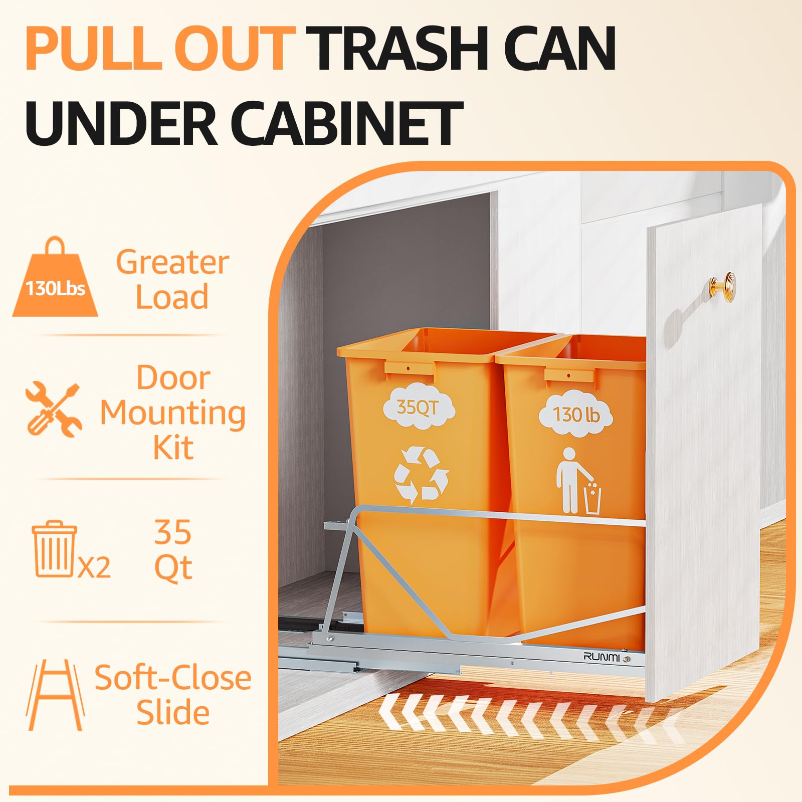 Double Pull Out Trash Can Under Cabinet