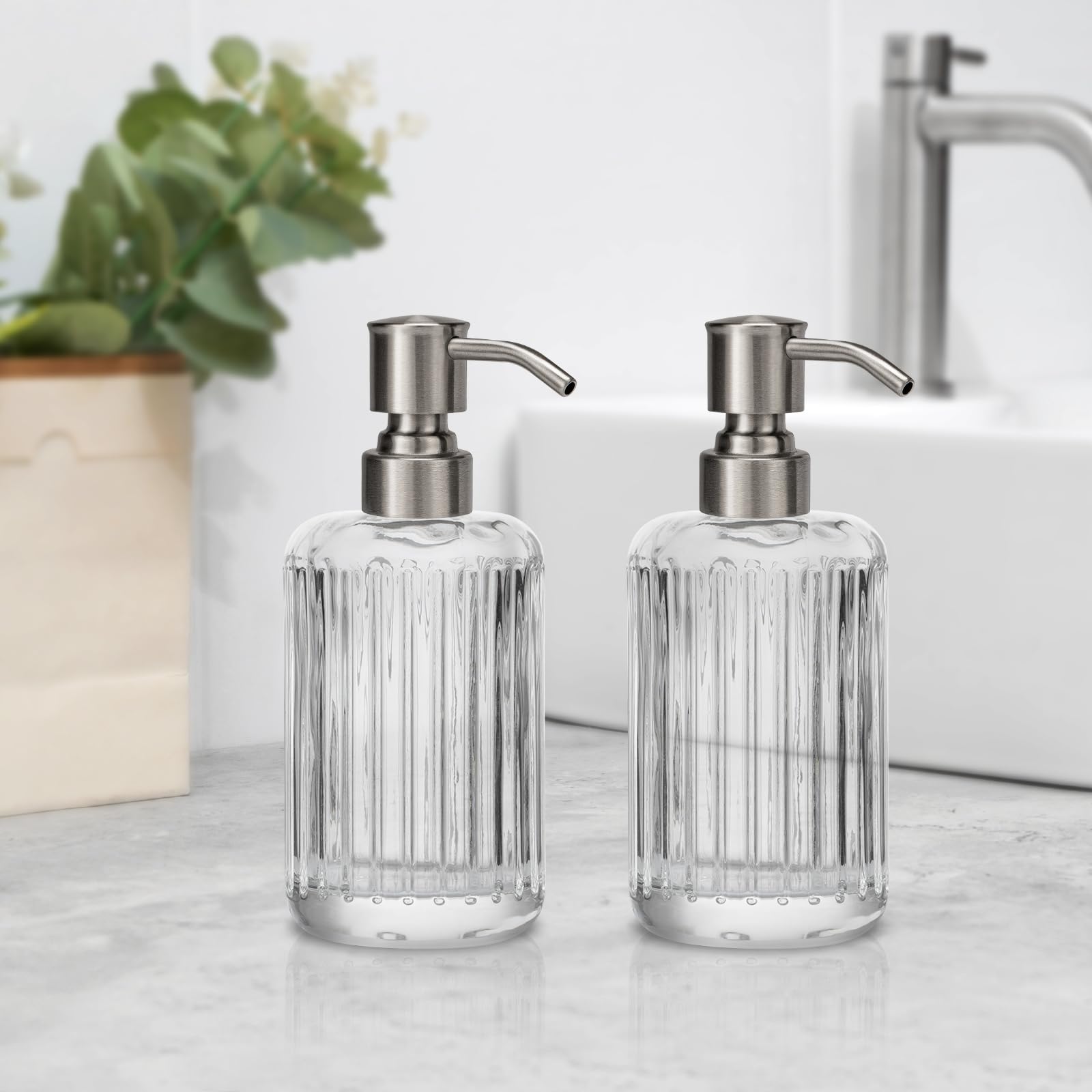 2 Pack 304 Stainless Steel Soap Dispenser Pump Replacement Standard 28 (2 Count)