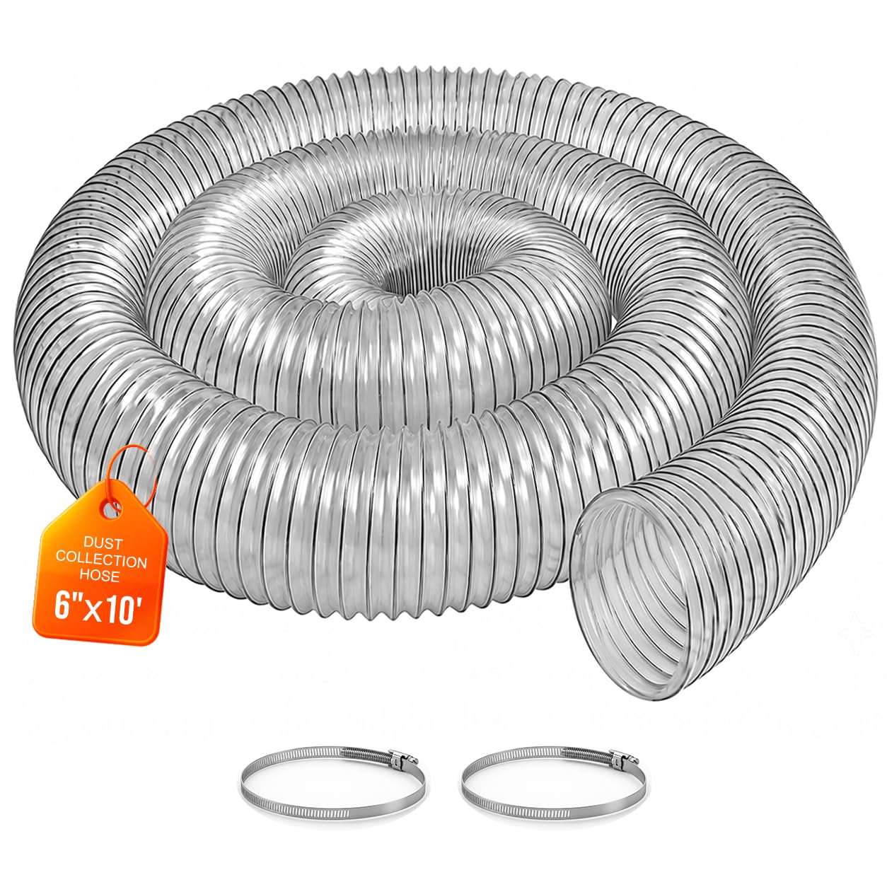 6"x10' Clear PVC Dust Collection Hose