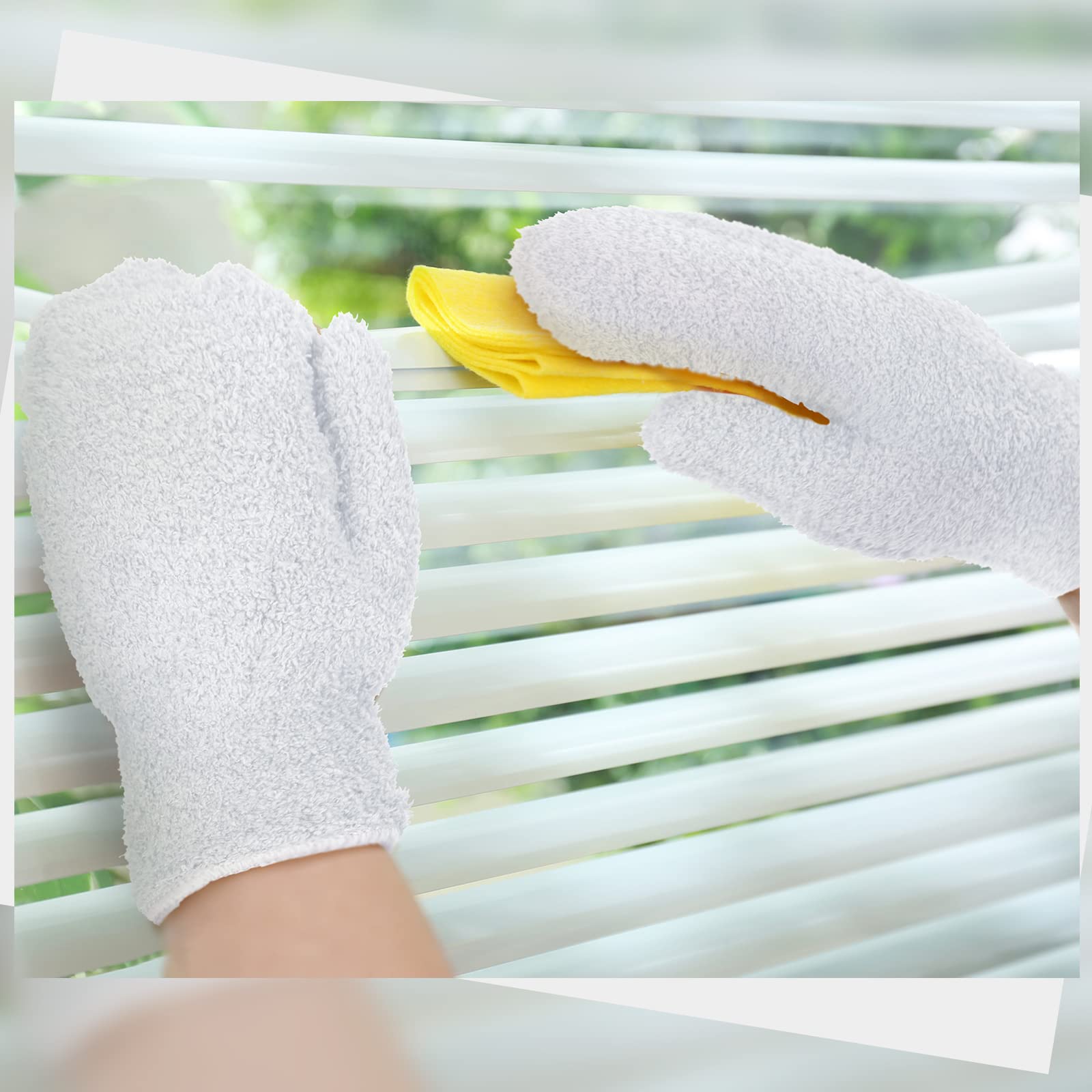 4 Pair Microfiber Dusting Mittens Reusable Women Cleaning Mittens with Thumb for Kitchen