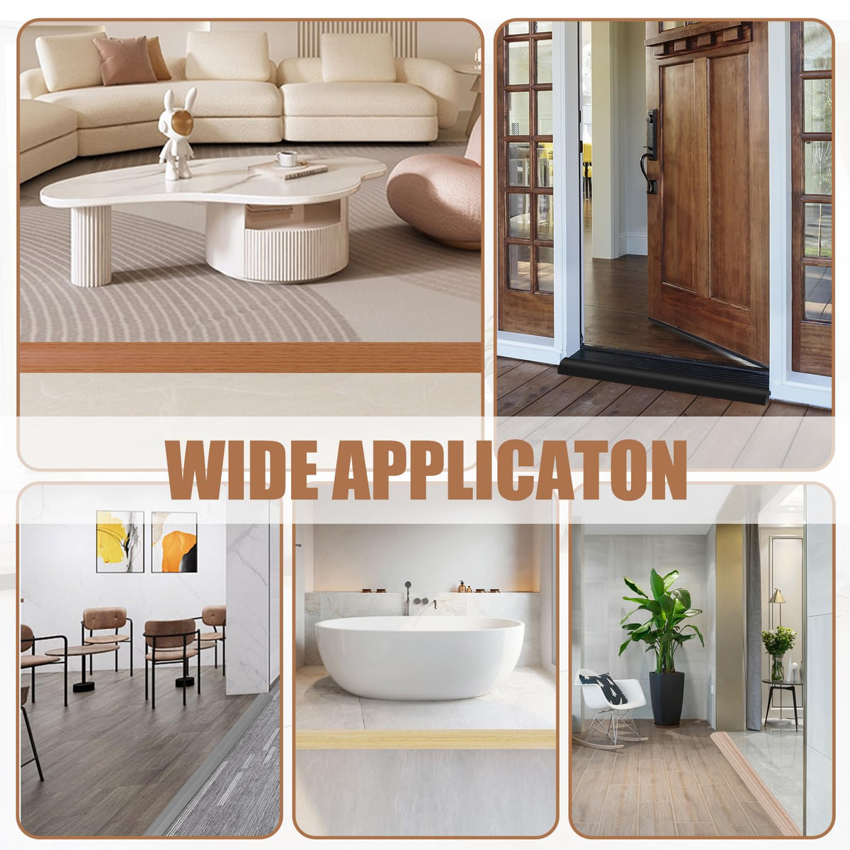Floor Transition Strip Door Threshold 78" Floor Transition Reducer Trim on The Edges Threshold Strip Self Adhesive Suitable for Doorways (7 Foot)