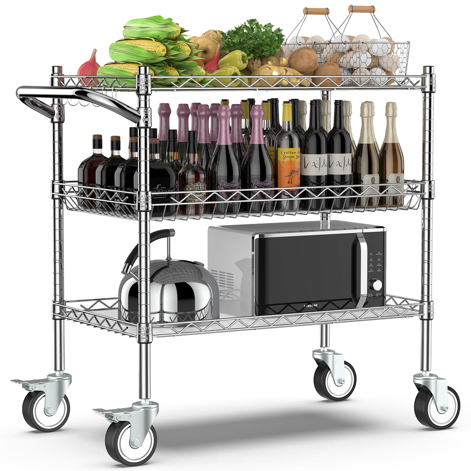 3 Tier Rolling Carts with Wheels