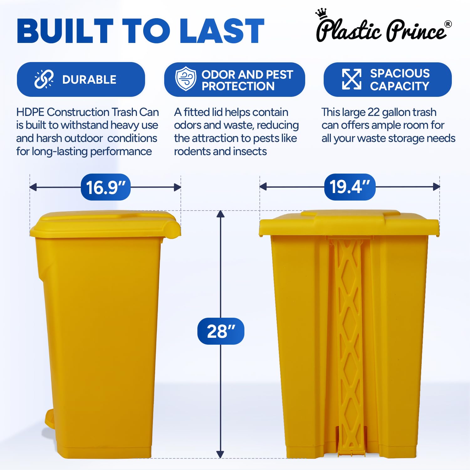 22 Gallon Kitchen Trash Can with Lid and Foot Pedal