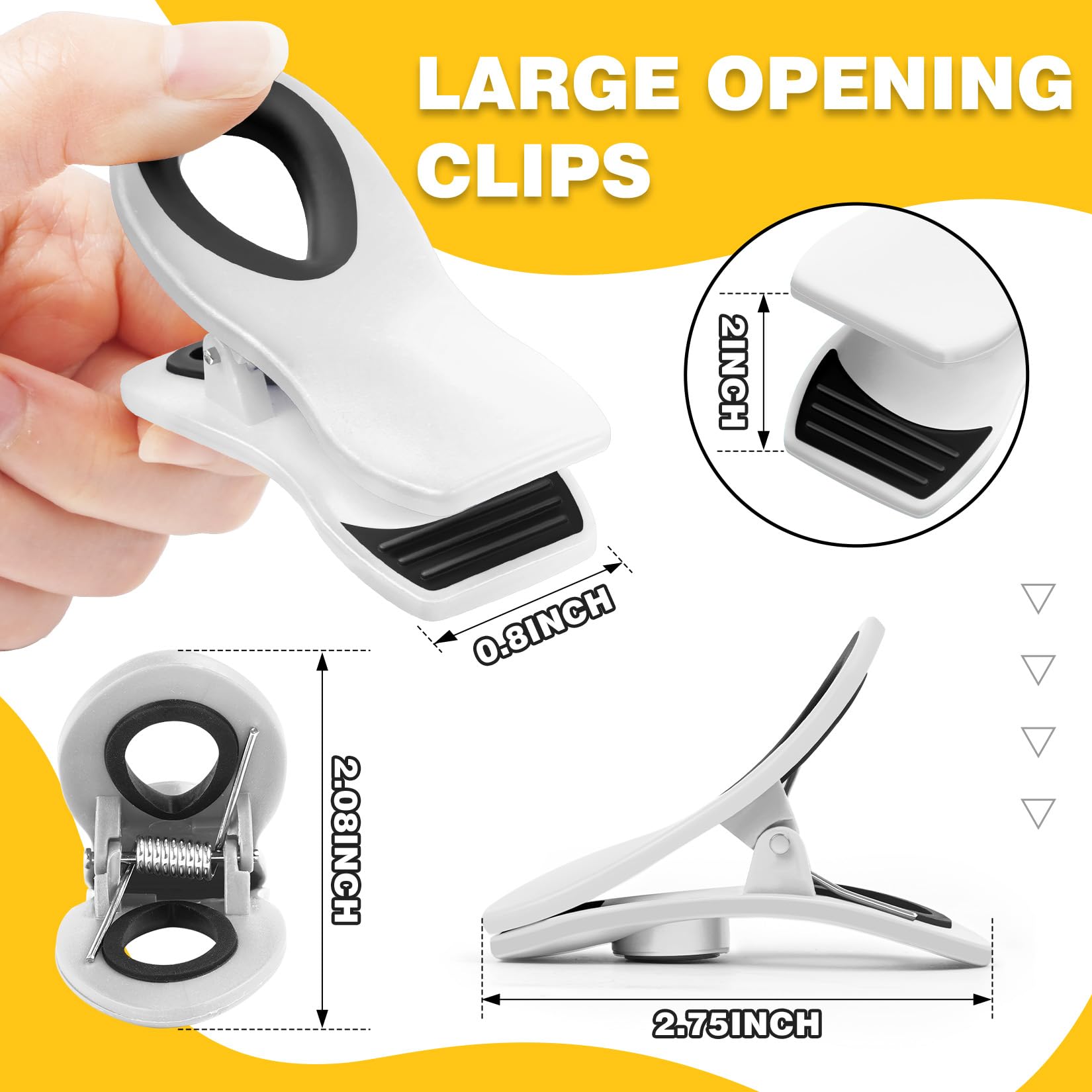 10PCS Magnetic Chip Clips Airtight Seal Reusable White Bag Clips for Food Storage Heavy Duty Plastic Food Clip for Refrigerator (10 Count)