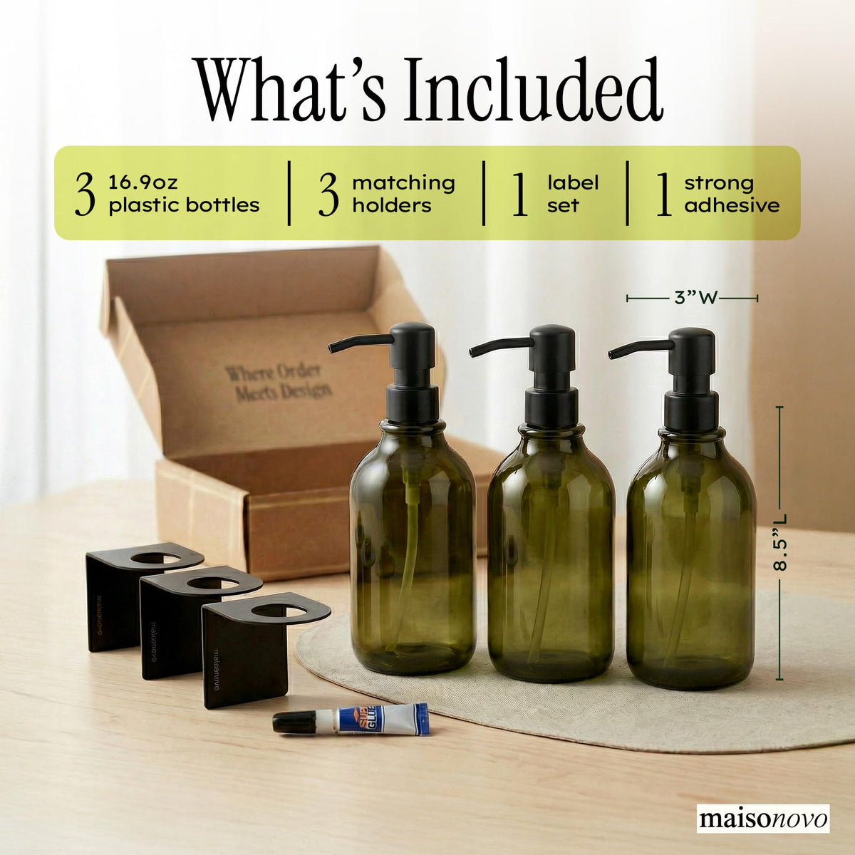 Shampoo and Conditioner Dispenser (3 Count)