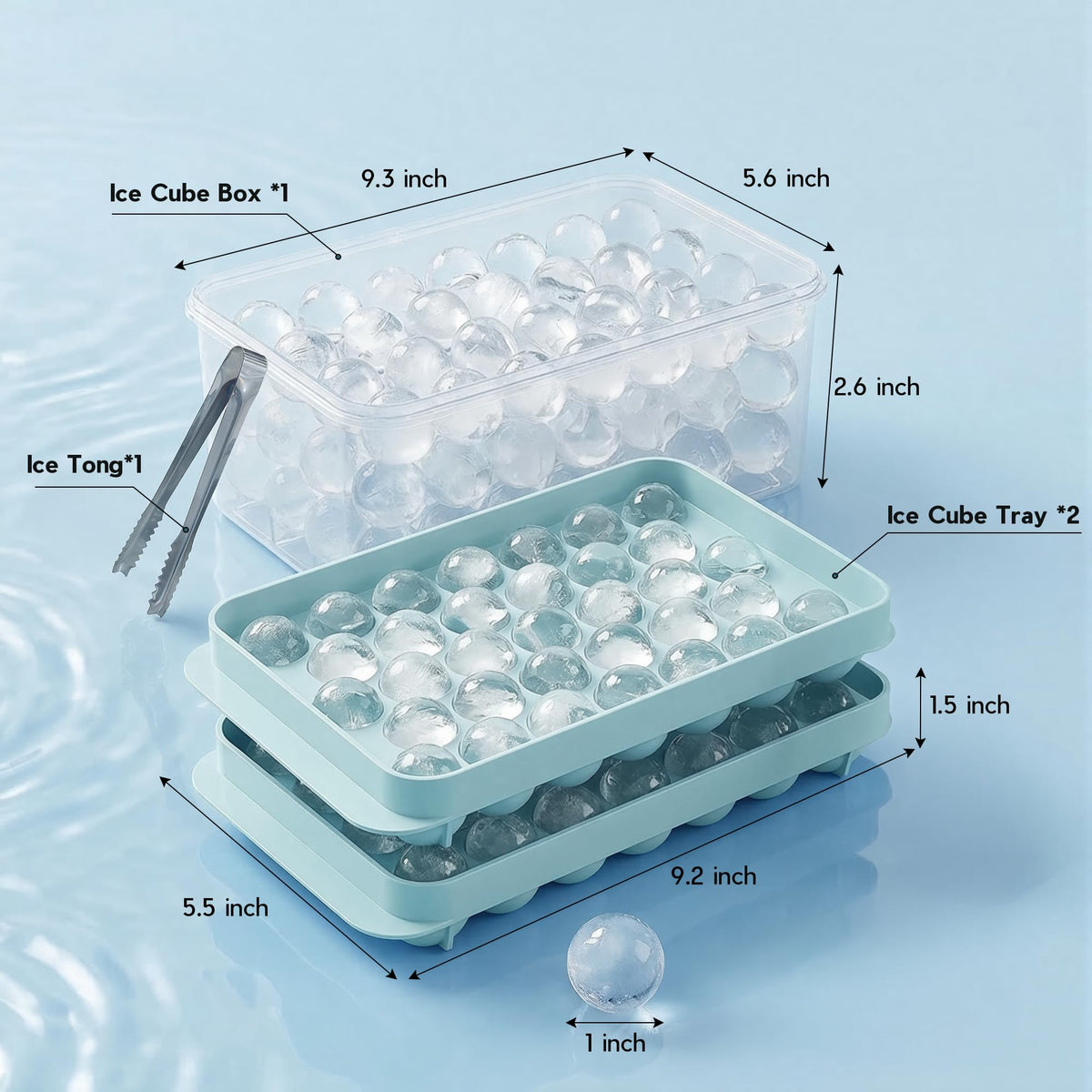 Ice Cube Tray with Lid and Bin (2 Count)