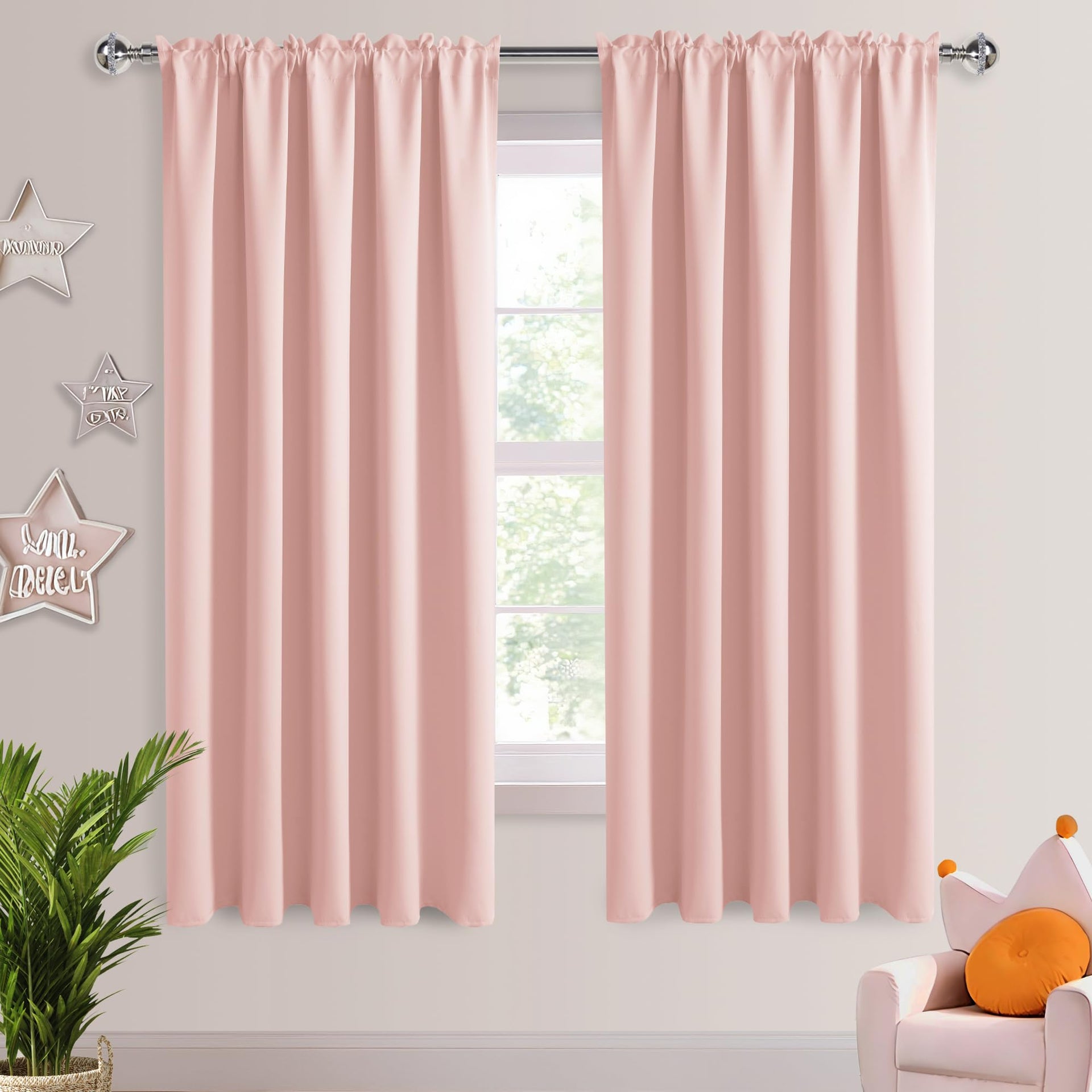 Wide Blackout Curtains for Bedroom 70 x 72 Inch Long Blush Pink