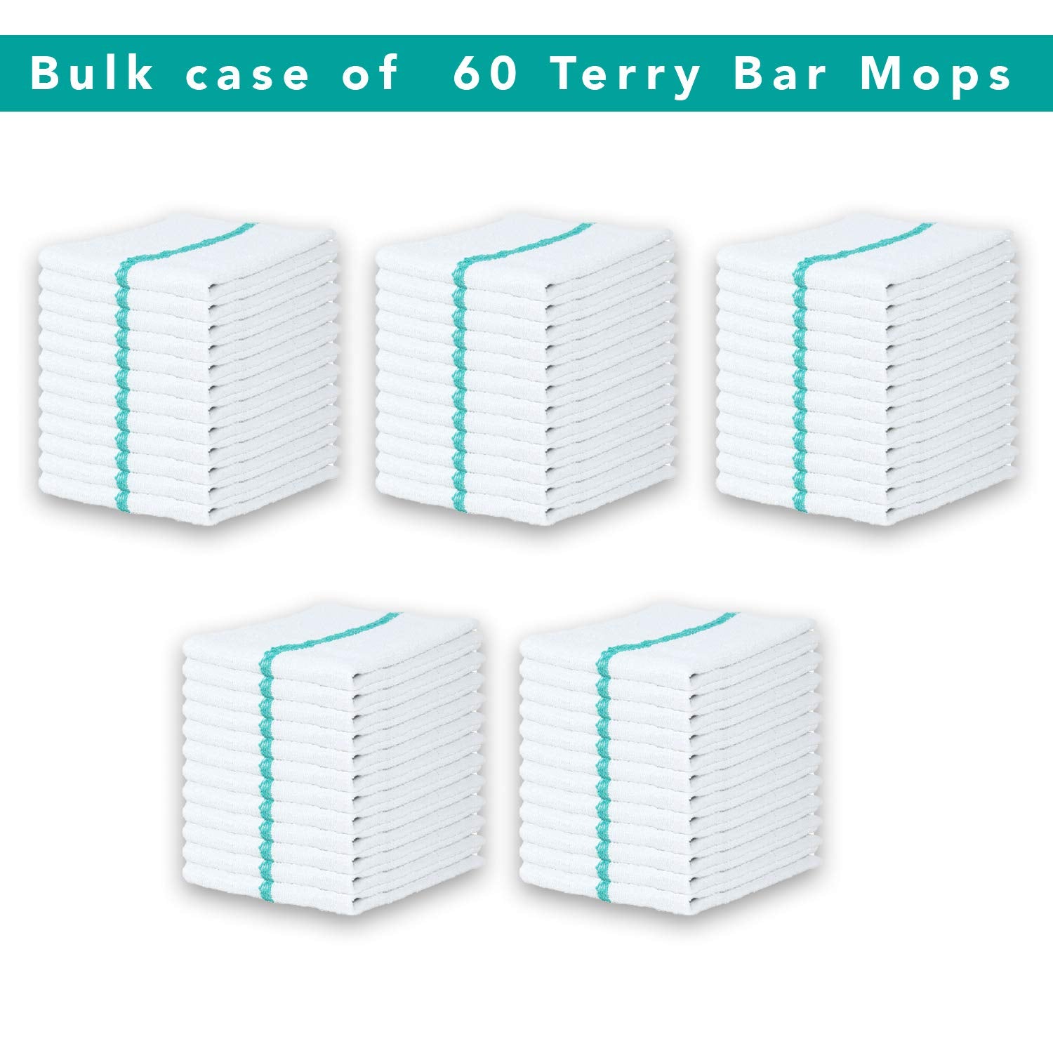 Terry Kitchen Bar Mop Towels Bulk Pack of 60 (60 Count)
