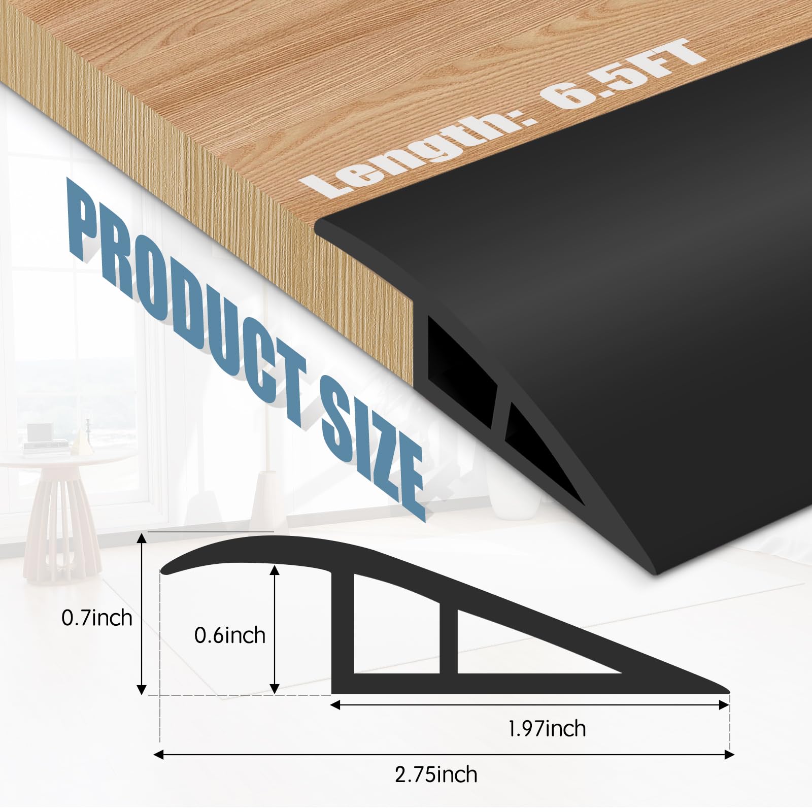 Floor Transition Strip Door Threshold 78" Floor Transition Reducer Trim on The Edges Threshold Strip Self Adhesive Suitable for Doorways