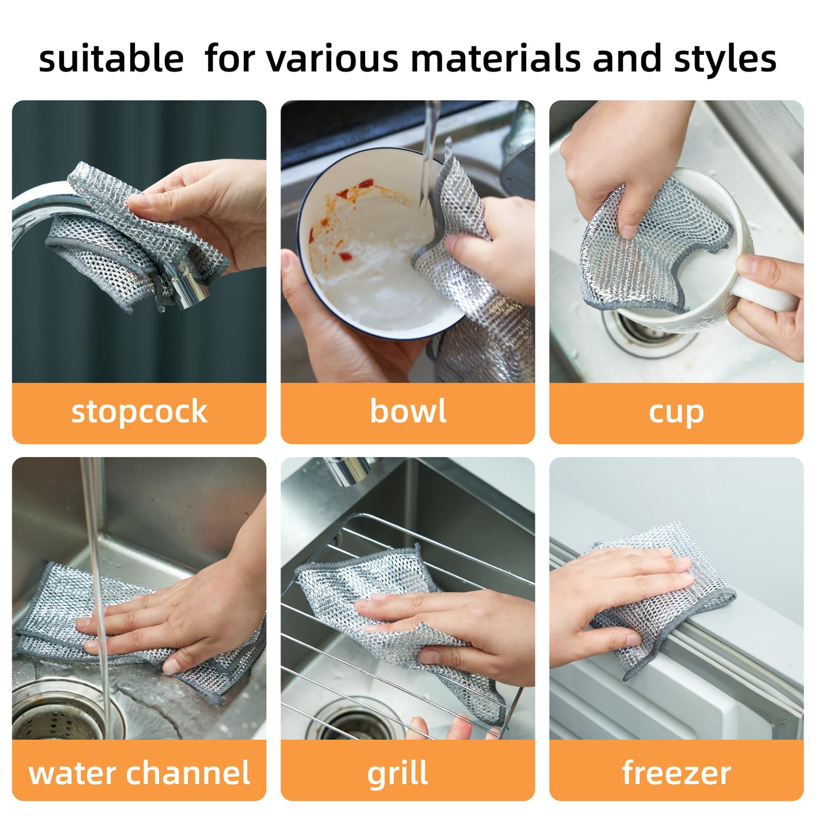 5Pcs Non Scratch Wire Dishcloth (5 Count)