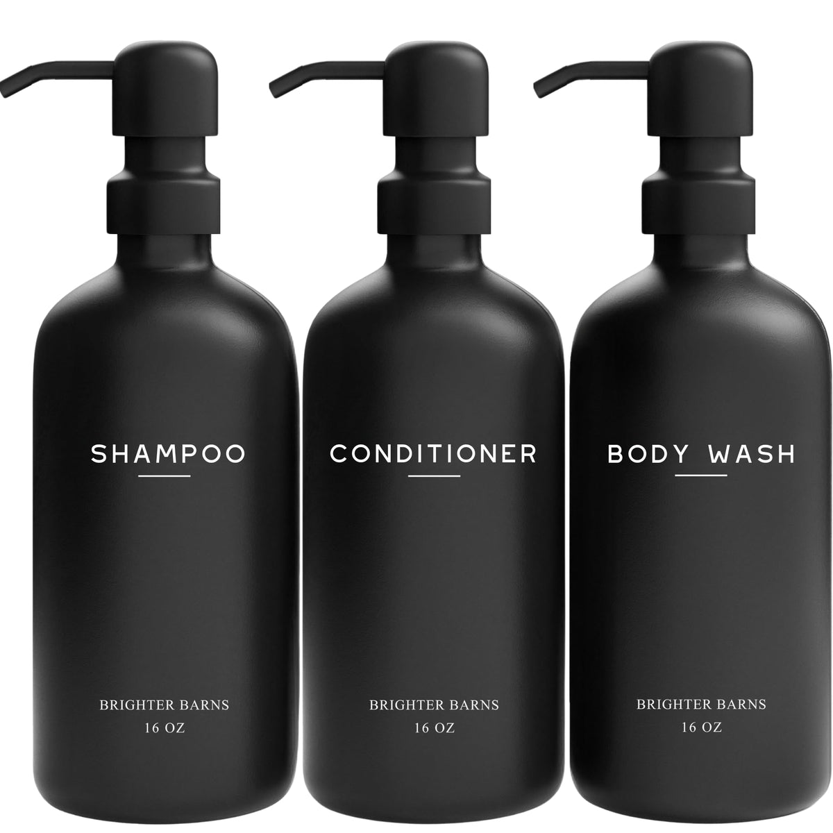 Black Shampoo and Conditioner Dispenser Set by Brighter Barns (3 Count)
