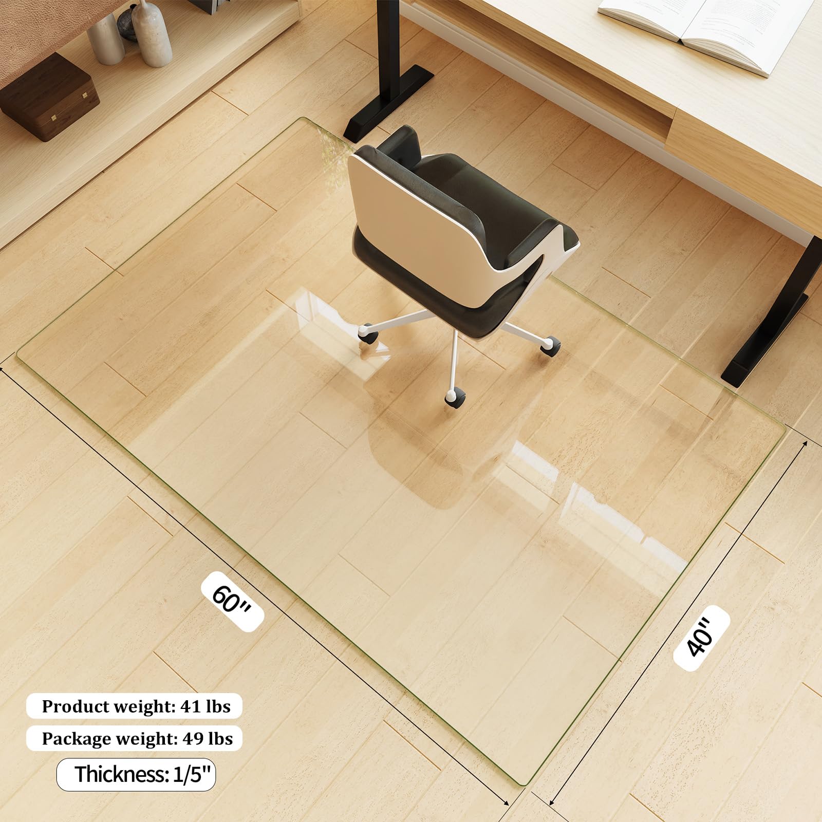 40" x 60" Office Chair Mat for Hardwood Floors & Carpets