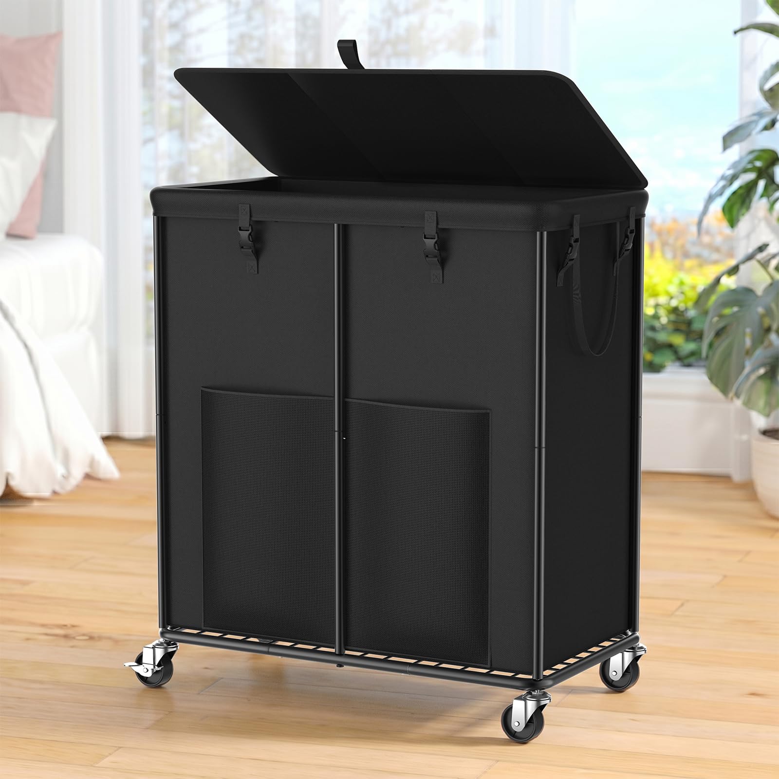 250L Laundry Hamper with Lid & Wheels