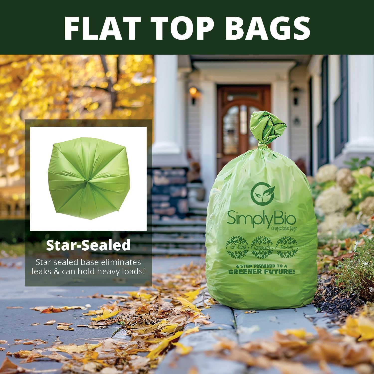 50 55 Gallon Compostable Trash Bags Food Waste Bags Liners with Flat (12 Count)