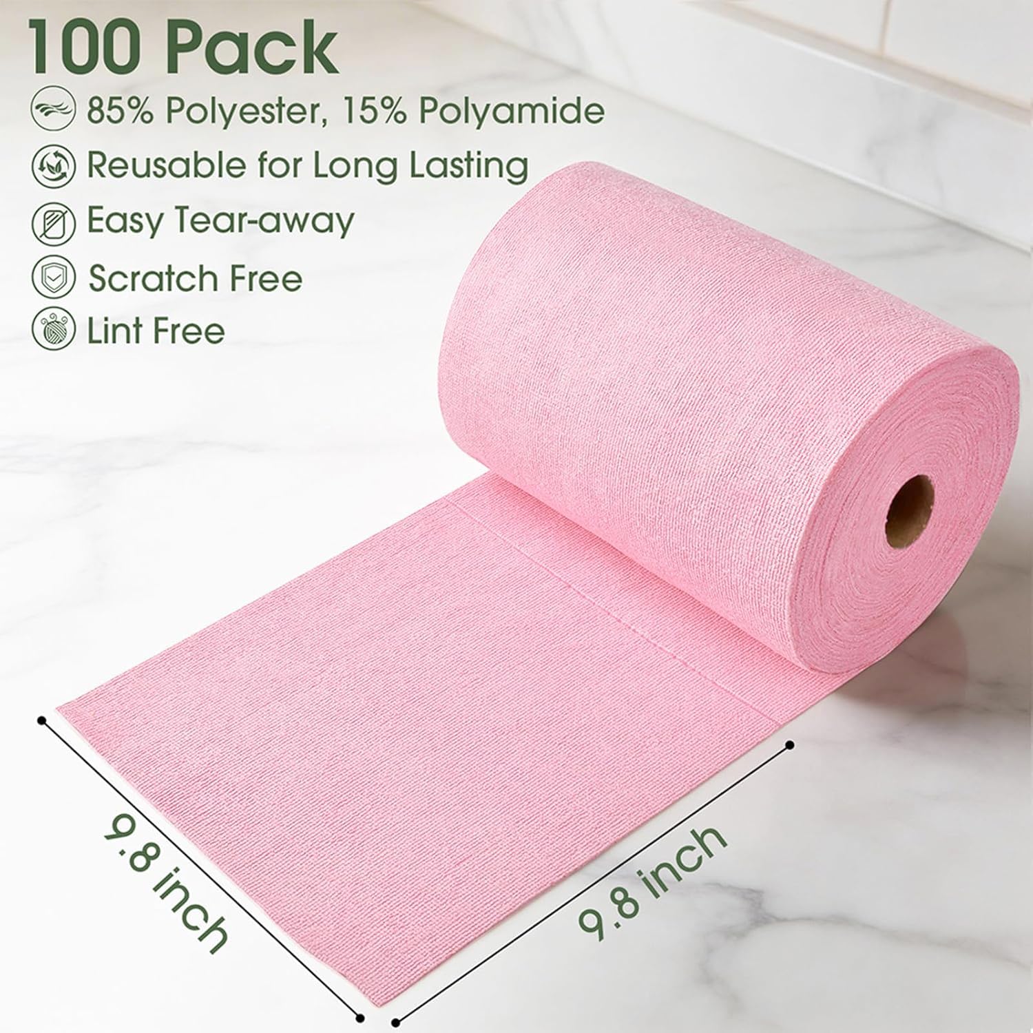 Microfiber Cleaning Cloth Roll (100 Count)