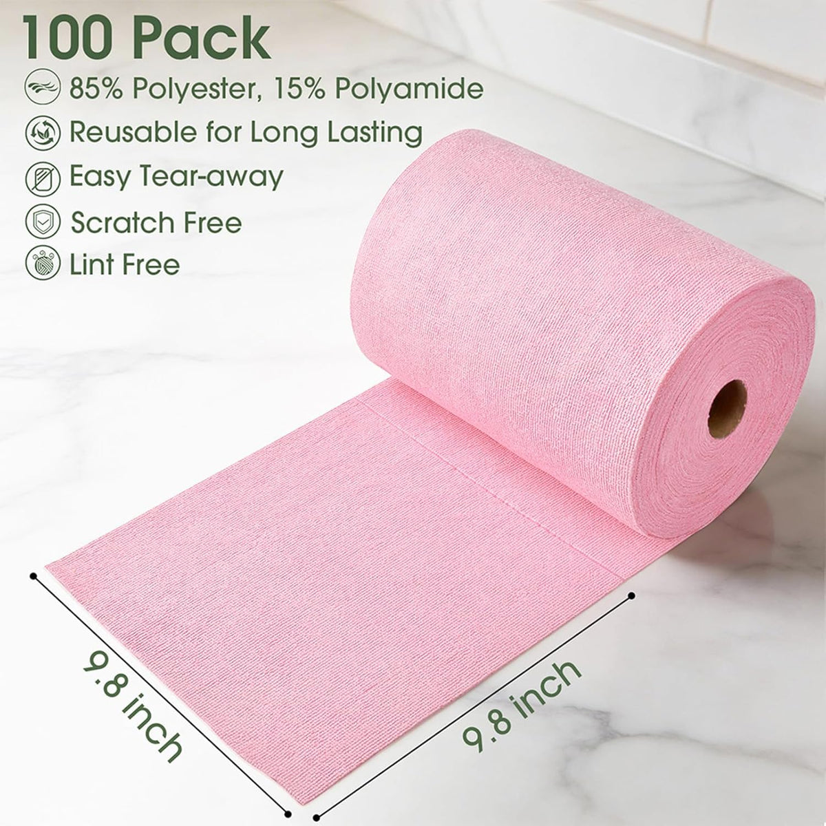 Microfiber Cleaning Cloth Roll (100 Count)