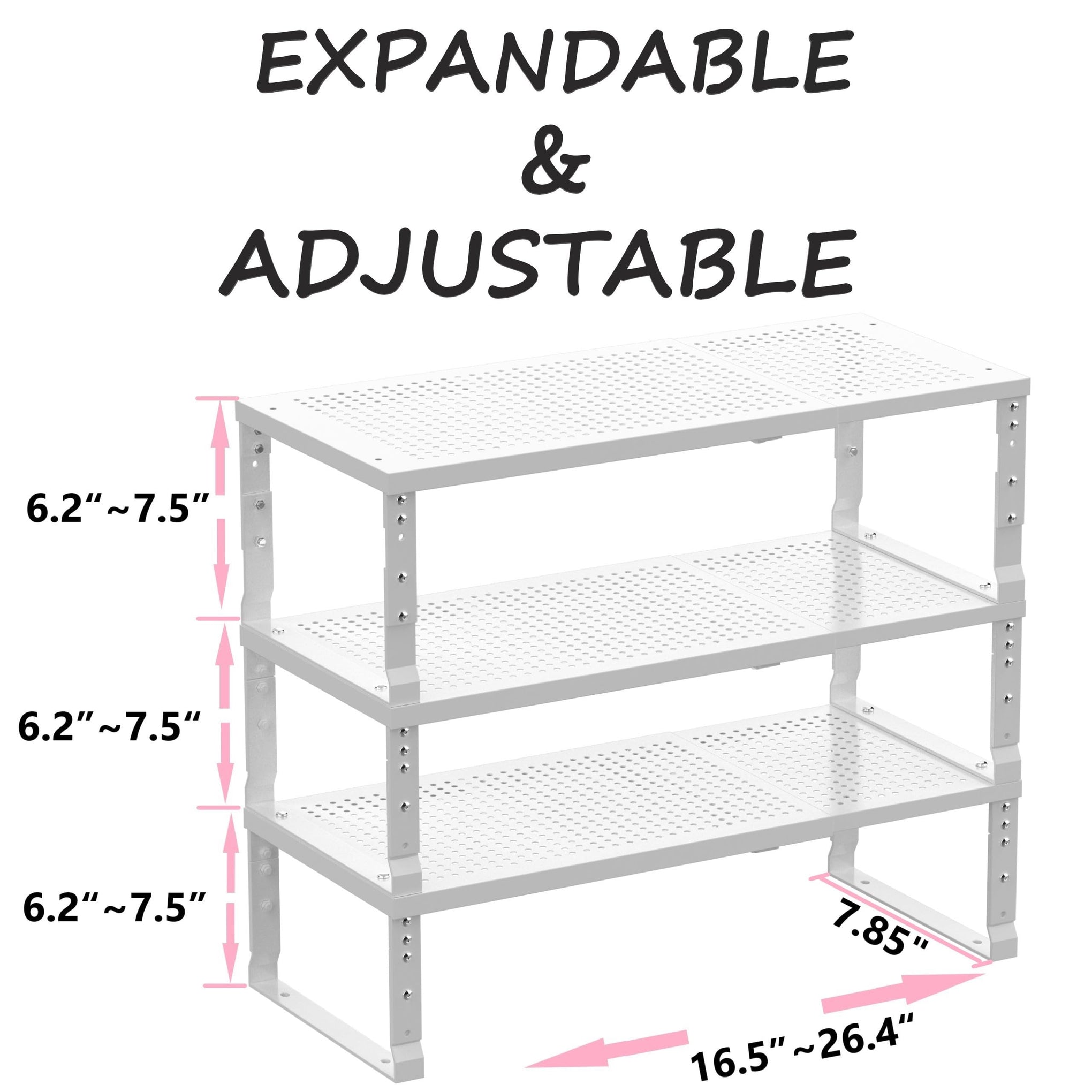 Metal Stackable Expandable Storage Shelf (3 Count)