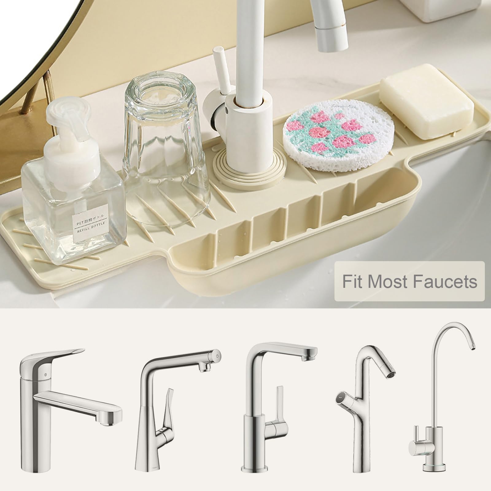 Silicone Faucet Mat with Sponge Holder