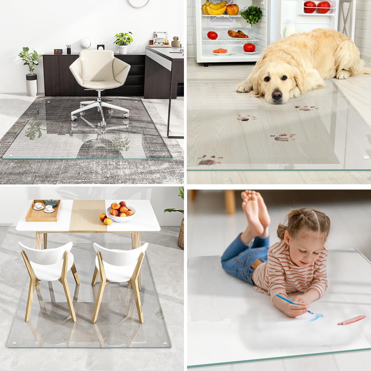 Tempered Glass] 46" x 55" Glass Office Chair Mat for Carpet