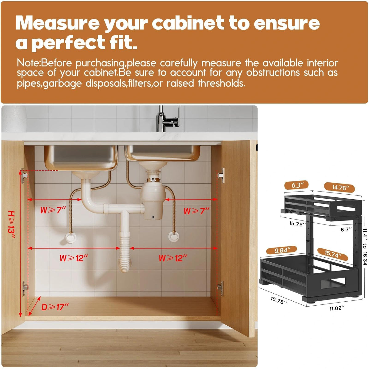 1 Pack Under Sink Organizers and Storage