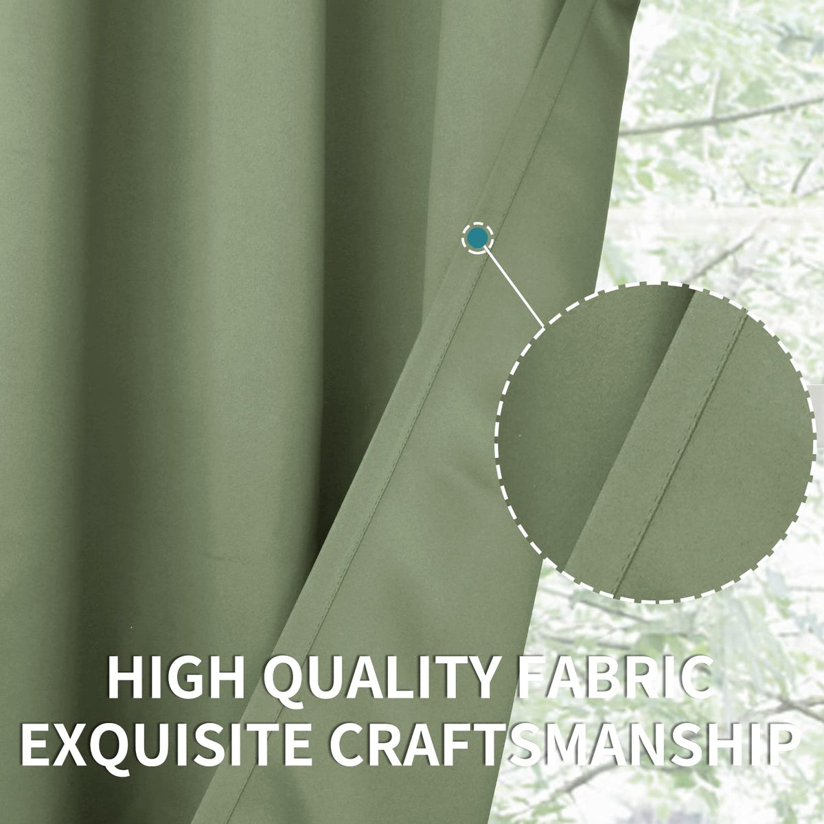 Olive Green Blackout Curtains 48 Inches Length (2 Count)