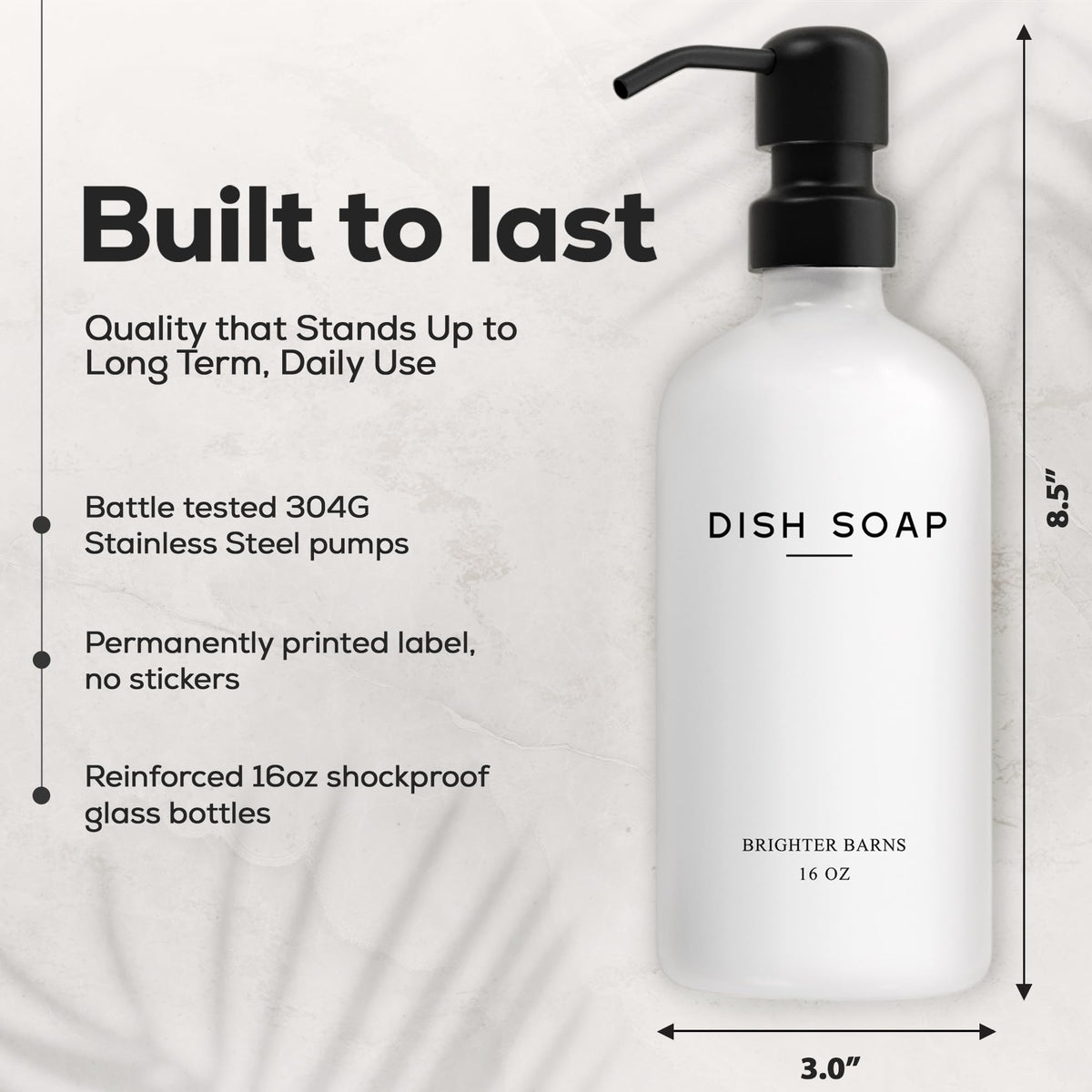 White Glass Hand and Dish Soap Dispenser Set by Brighter Barns (2 Count)