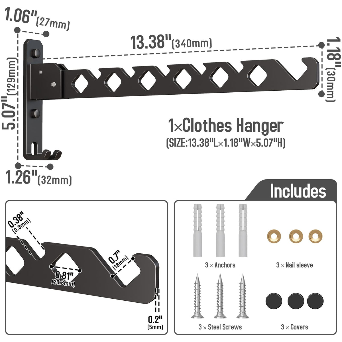 Wall Mounted Clothes Drying Rack (2 Count)