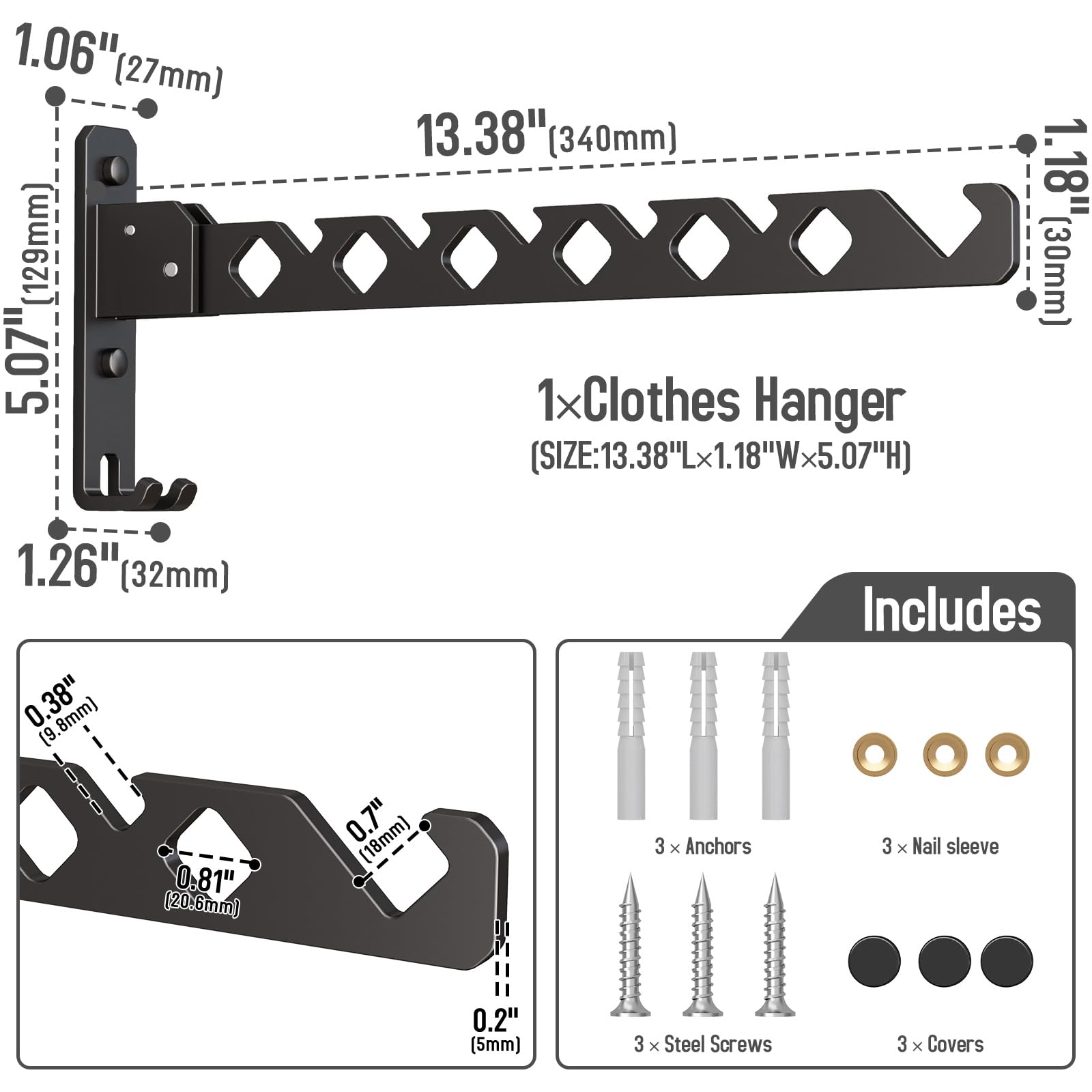 Wall Mounted Clothes Drying Rack (2 Count)