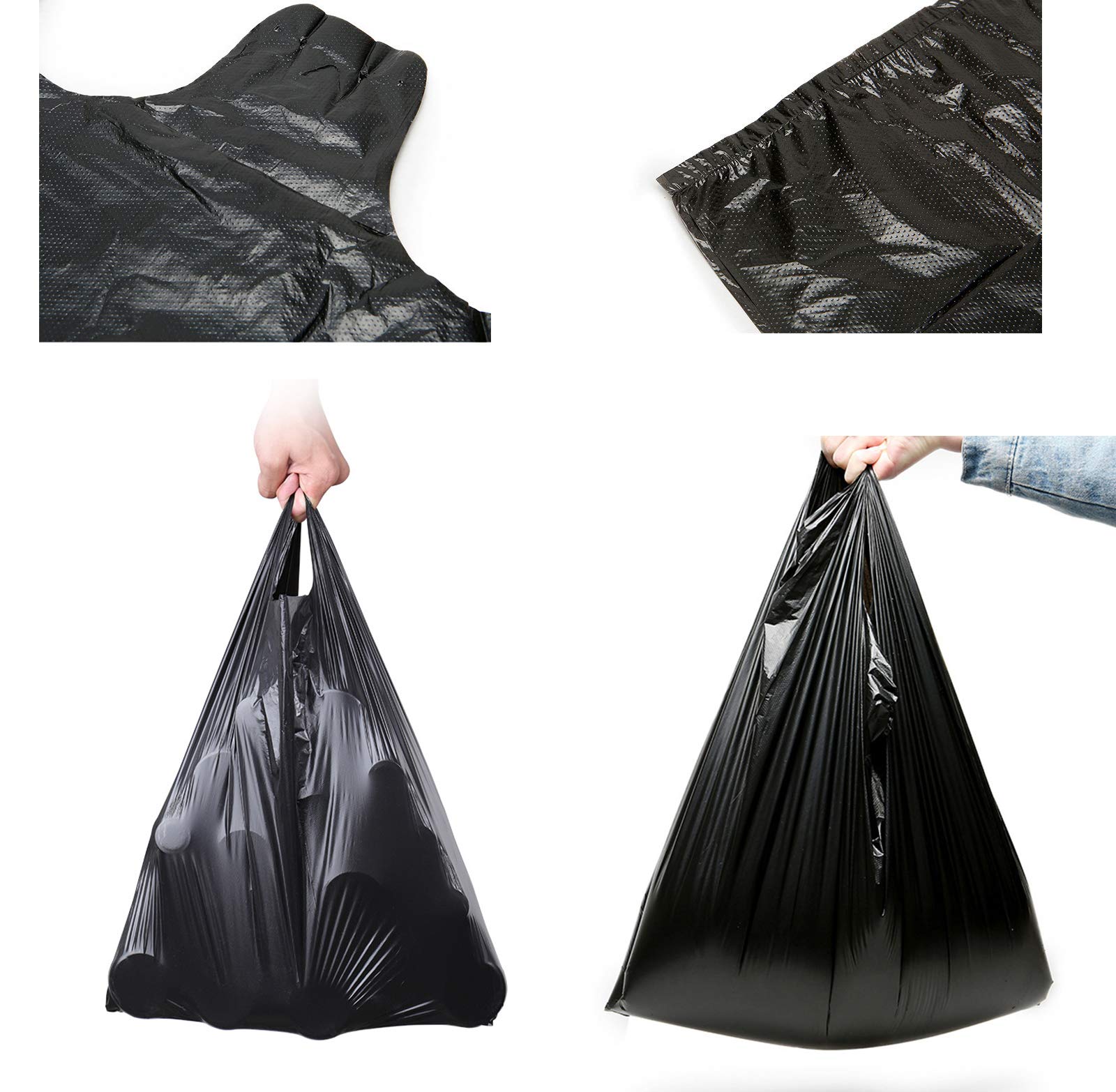 100 pcs Black Trash Bags with Handles (100 Count)