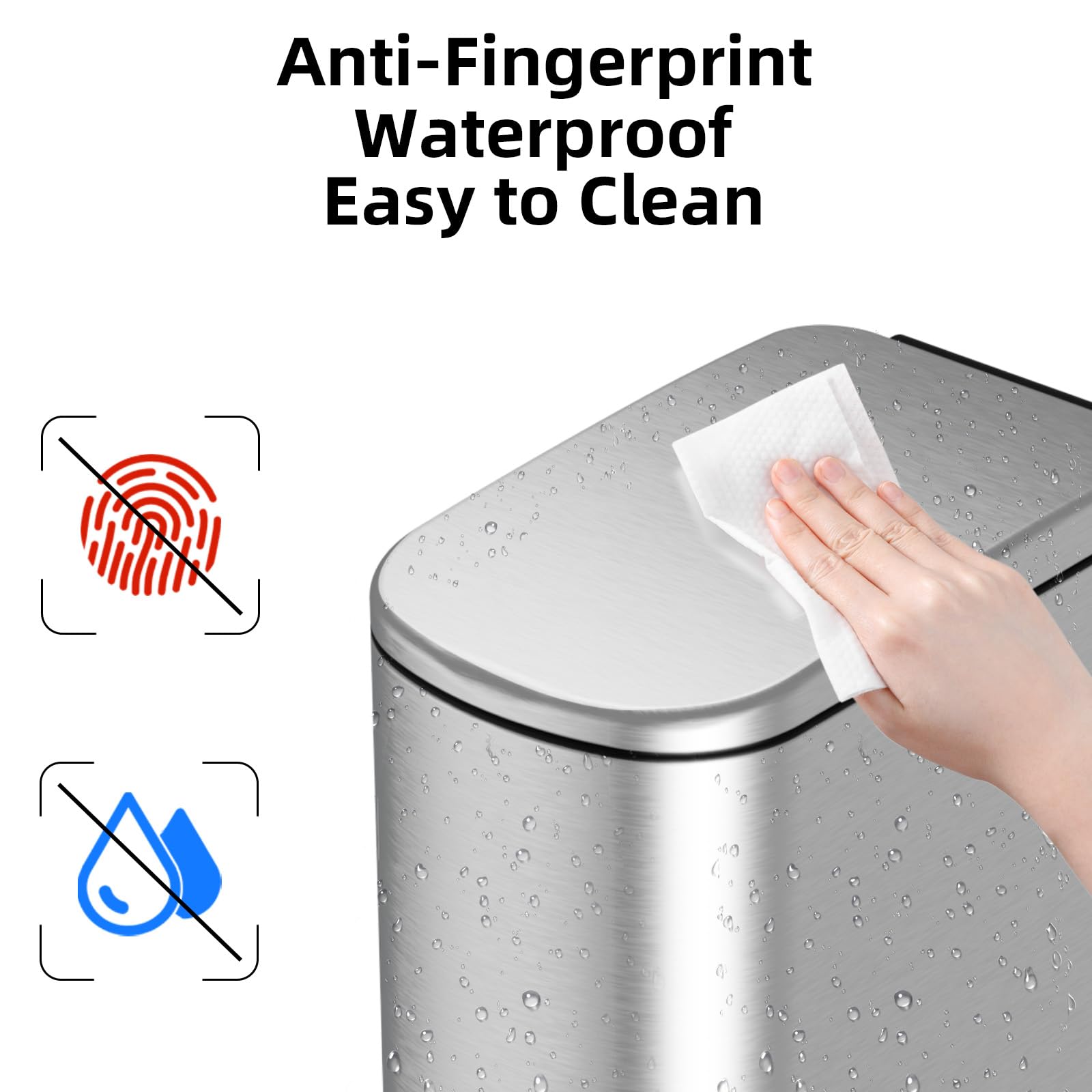 2.6 Gallon Slim Bathroom Trash Can with Soft Close Lid