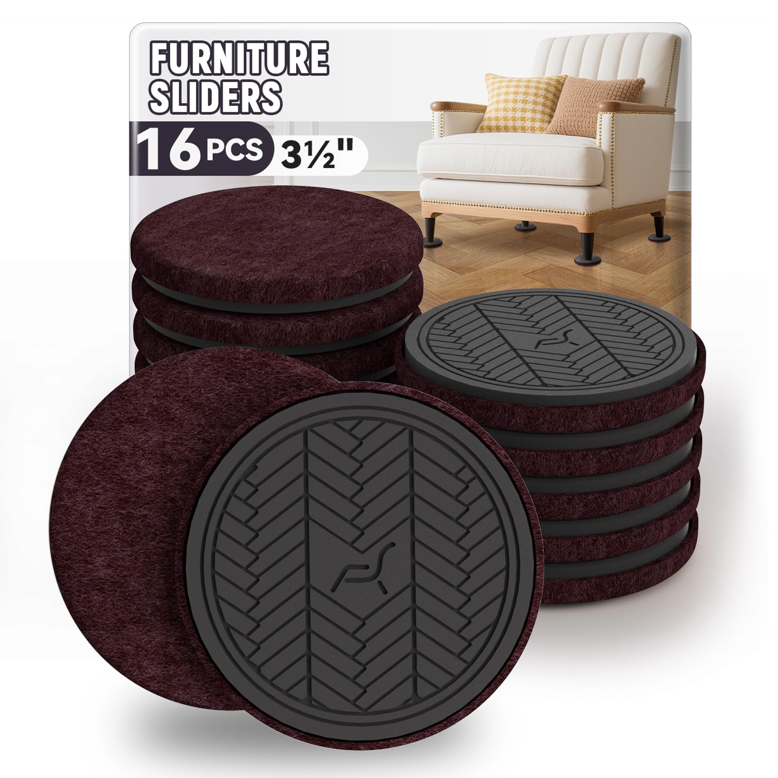 Felt Furniture Sliders for Hardwood Floors (16 Count)