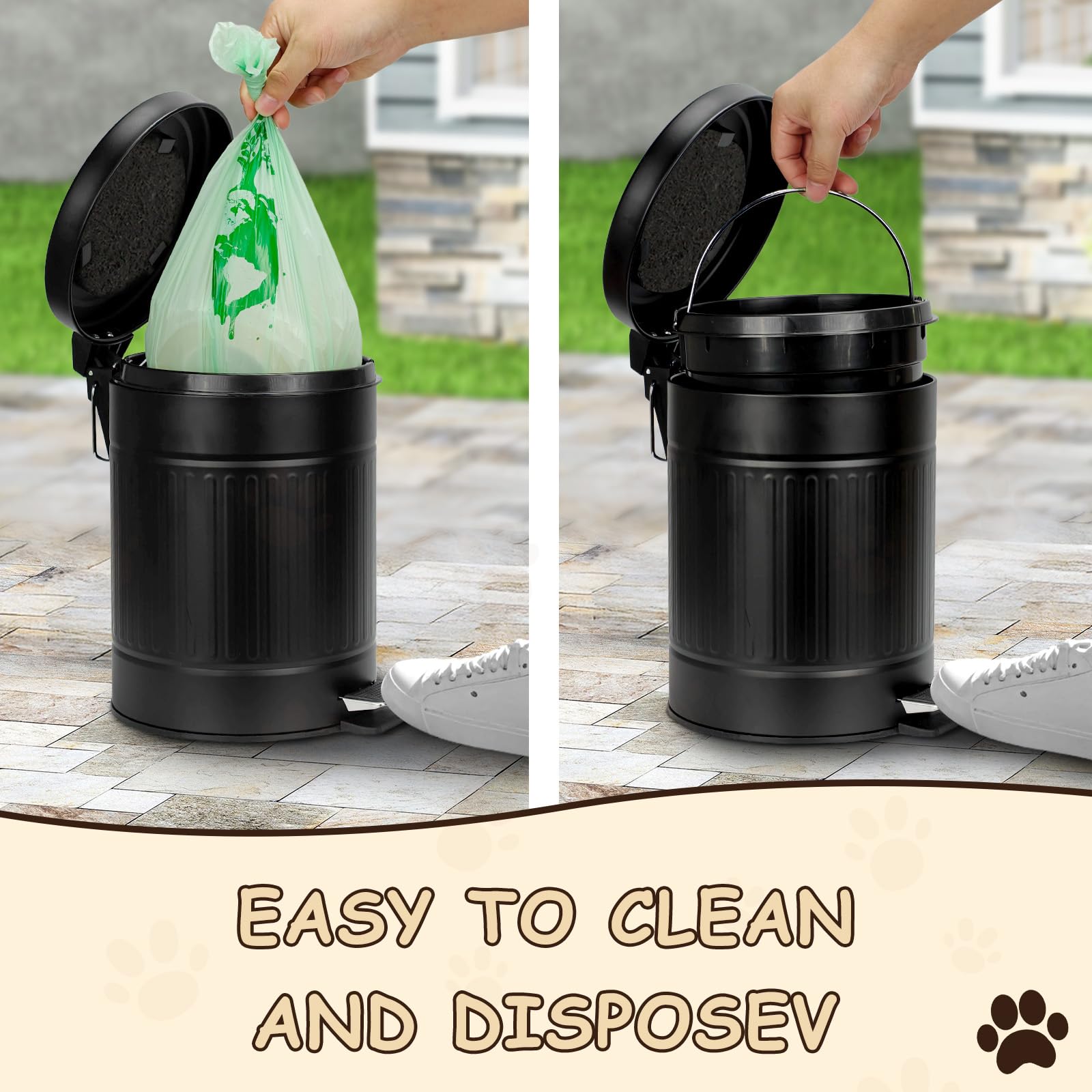 5L 1.3 Gal Dog Poop Trash Can with Lid
