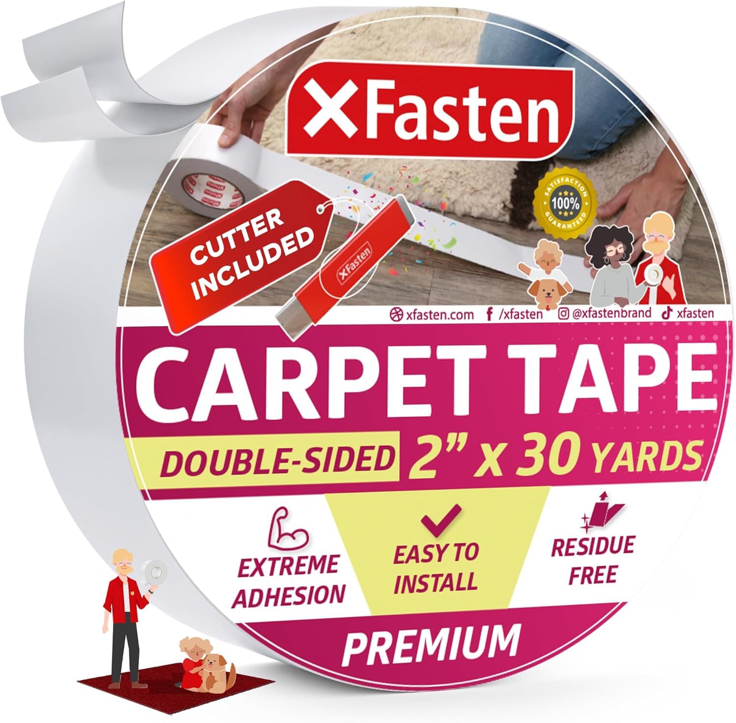 Double Sided Carpet Tape for Area Rugs (90 Foot)