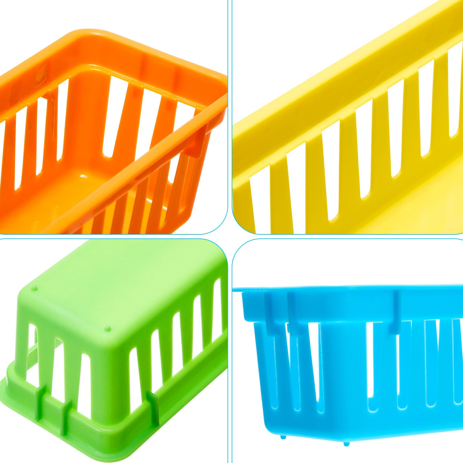 12 Pack Slim Plastic Storage Baskets Tray for Organizing 10.25x3.25x2.5 Inch Small Narrow Storage Bins Stackable Drawer Pencil Trays Holder for Desk Garage Cabinet Container (12 Count)