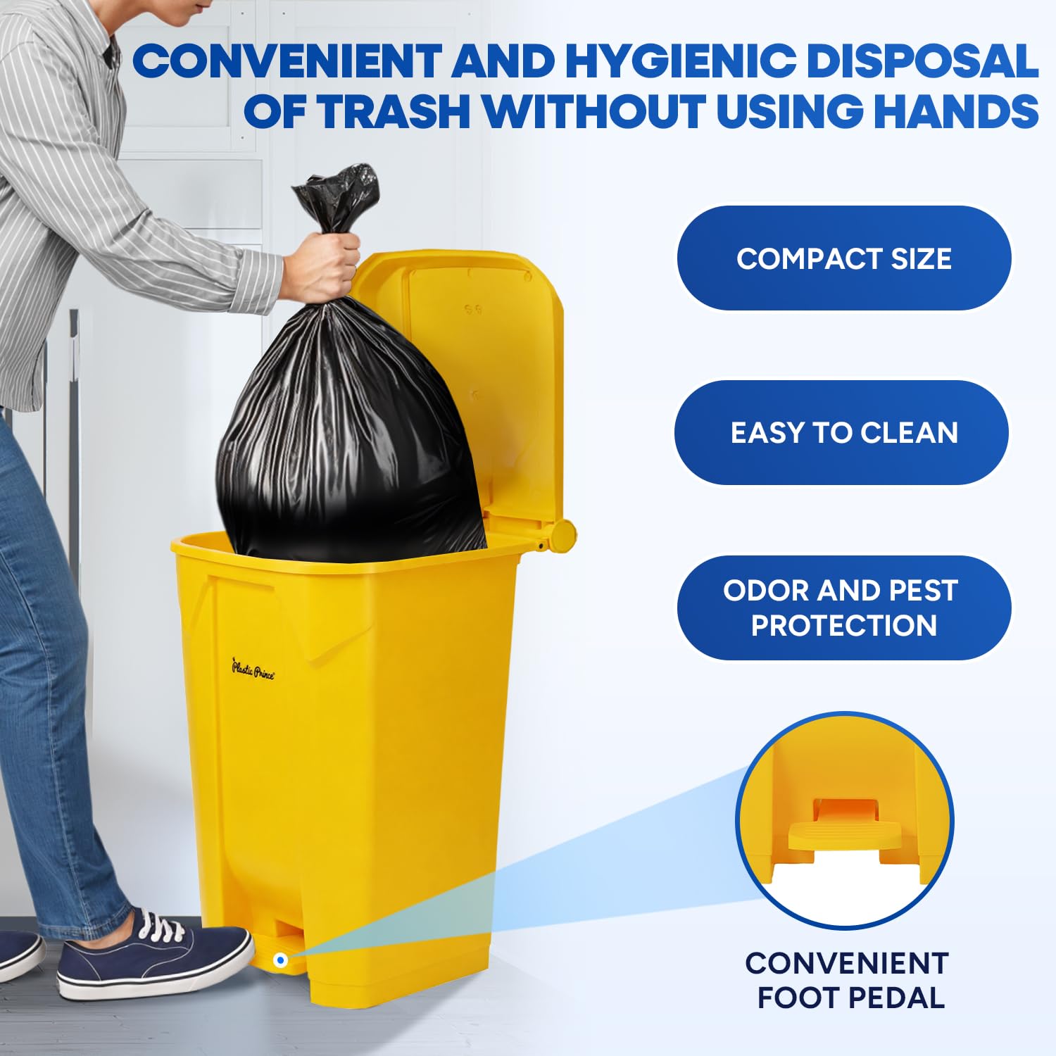 22 Gallon Kitchen Trash Can with Lid and Foot Pedal