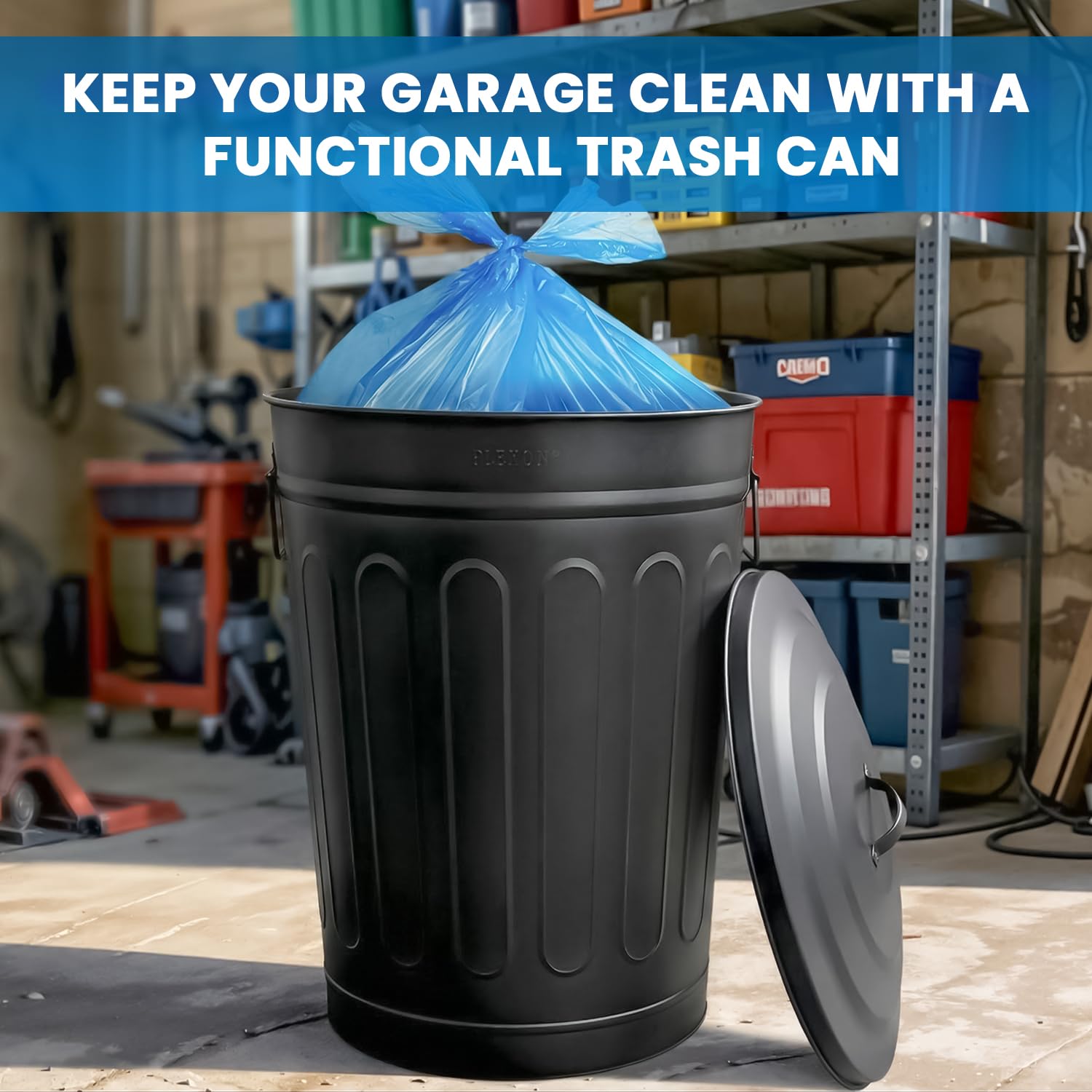 Metal Trash Can with Lid 13 Gallon