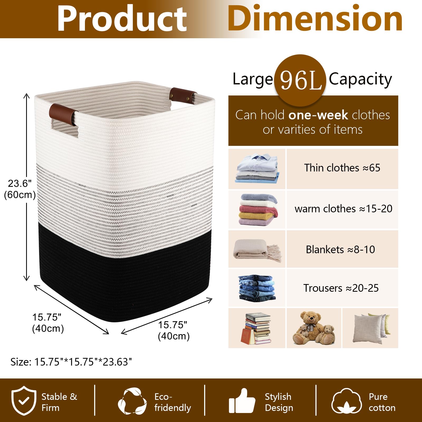 Laundry Hamper 96L Extra Large Laundry Basket