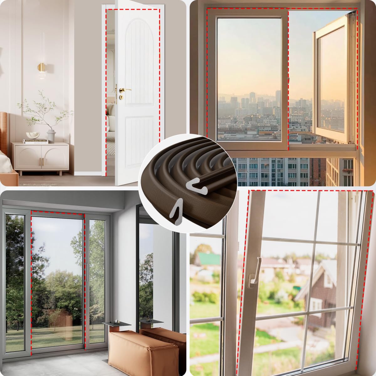 V Shape Thin Foam Weather Stripping Door Frame Seal Strip 33FT Brown (33 Foot)