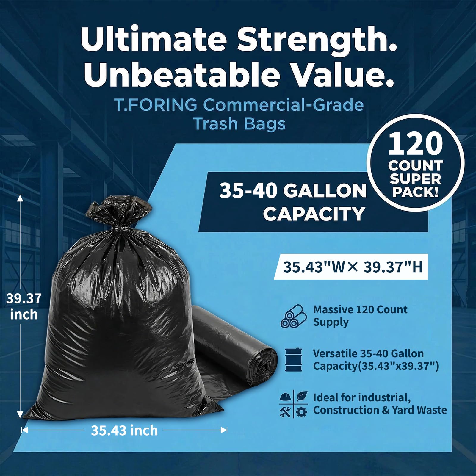 35 40 Gallon Trash Bags Unscented (120 Count)