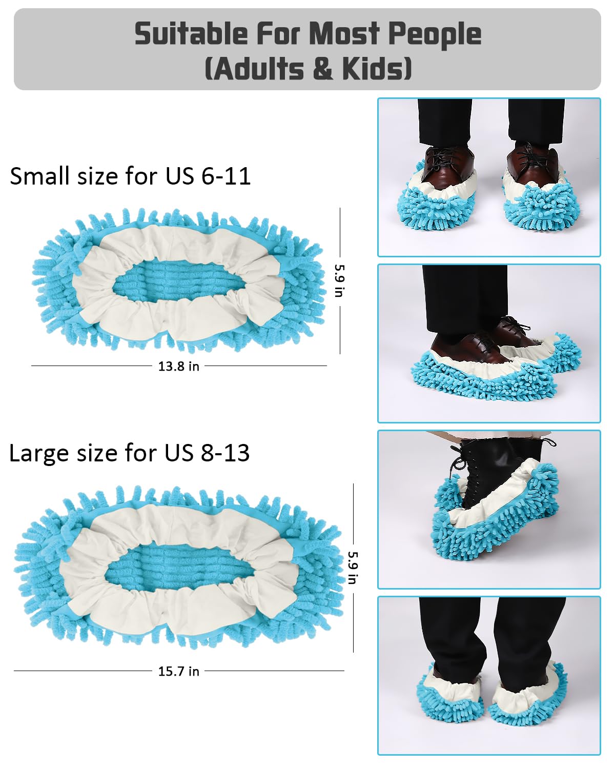8 Pcs Mop Slippers Socks Floor Cleaning (8 Count)