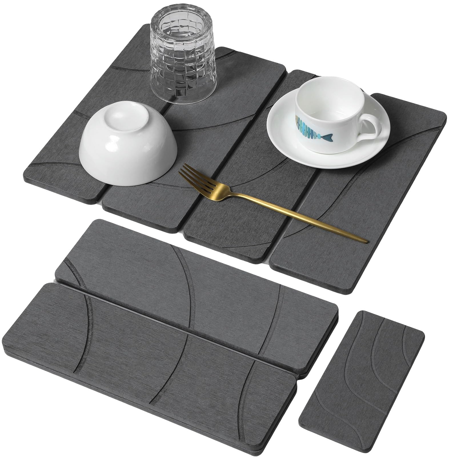 Small Stone Dish Drying Mat for Kitchen Counter (2 Count)